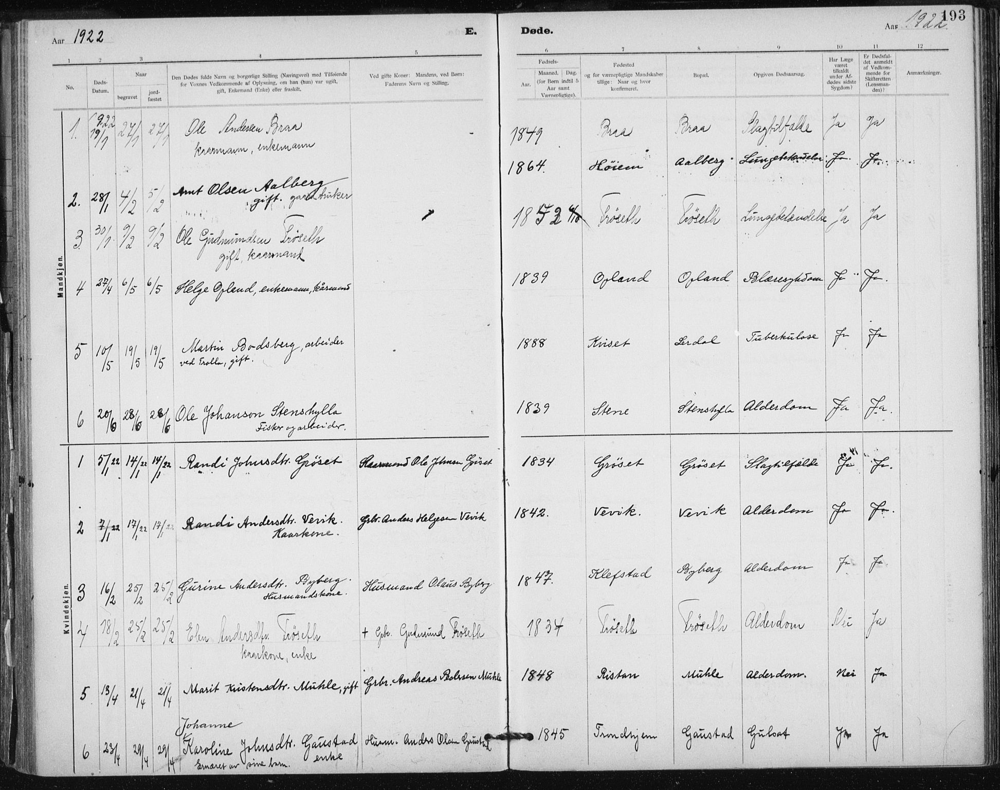 Ministerialprotokoller, klokkerbøker og fødselsregistre - Sør-Trøndelag, SAT/A-1456/612/L0381: Parish register (official) no. 612A13, 1907-1923, p. 193