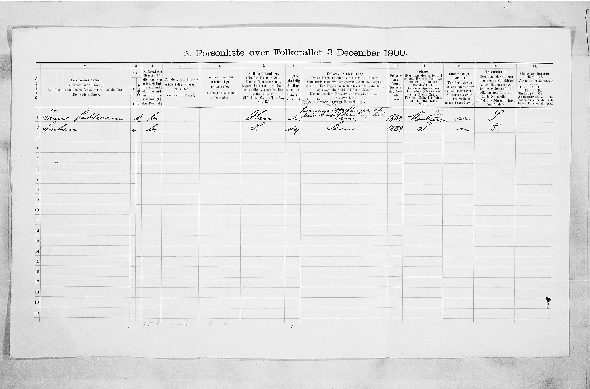 RA, 1900 census for Drammen, 1900, p. 5331