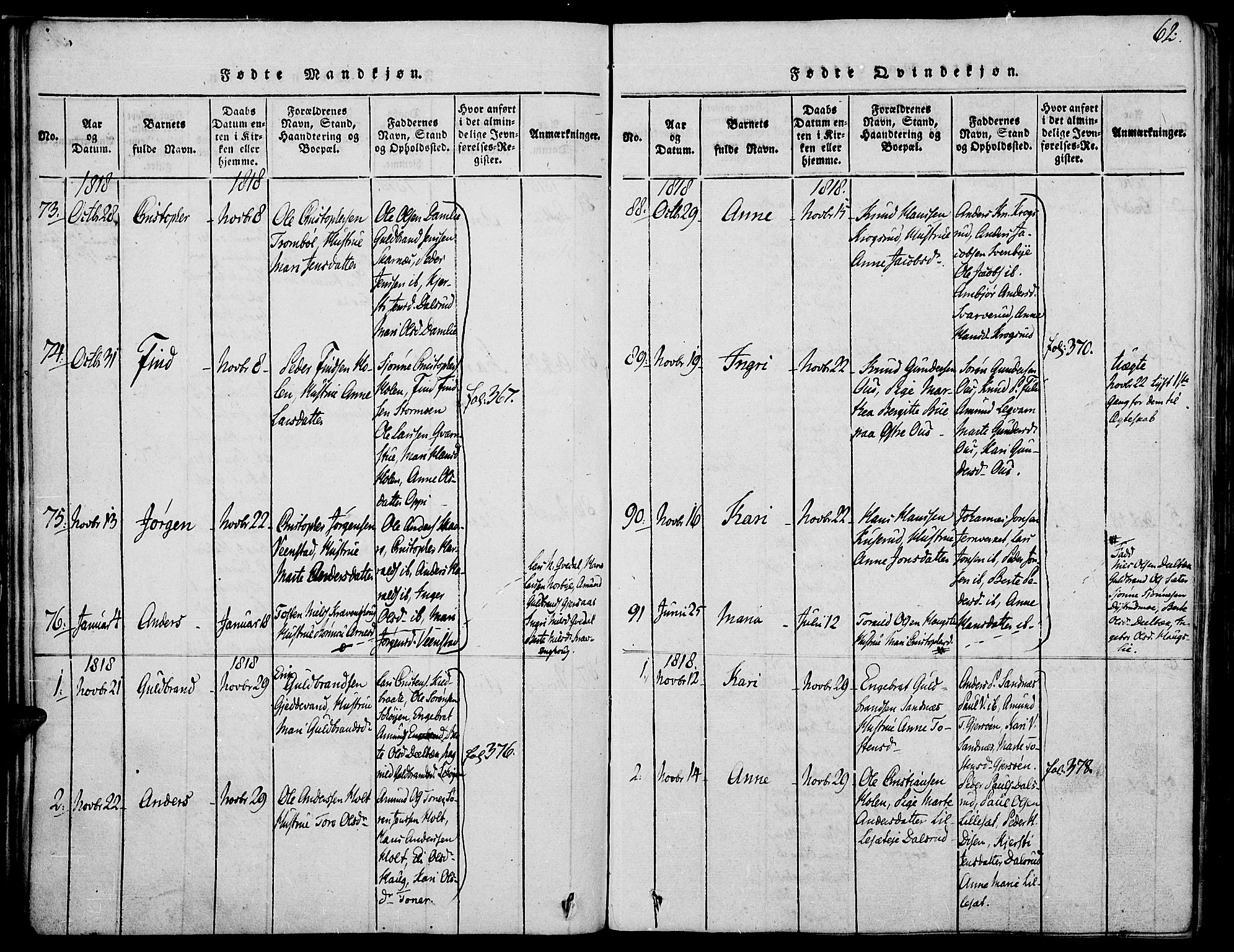 Strøm-Odalen prestekontor, AV/SAH-PREST-028/H/Ha/Haa/L0006: Parish register (official) no. 6, 1814-1850, p. 62