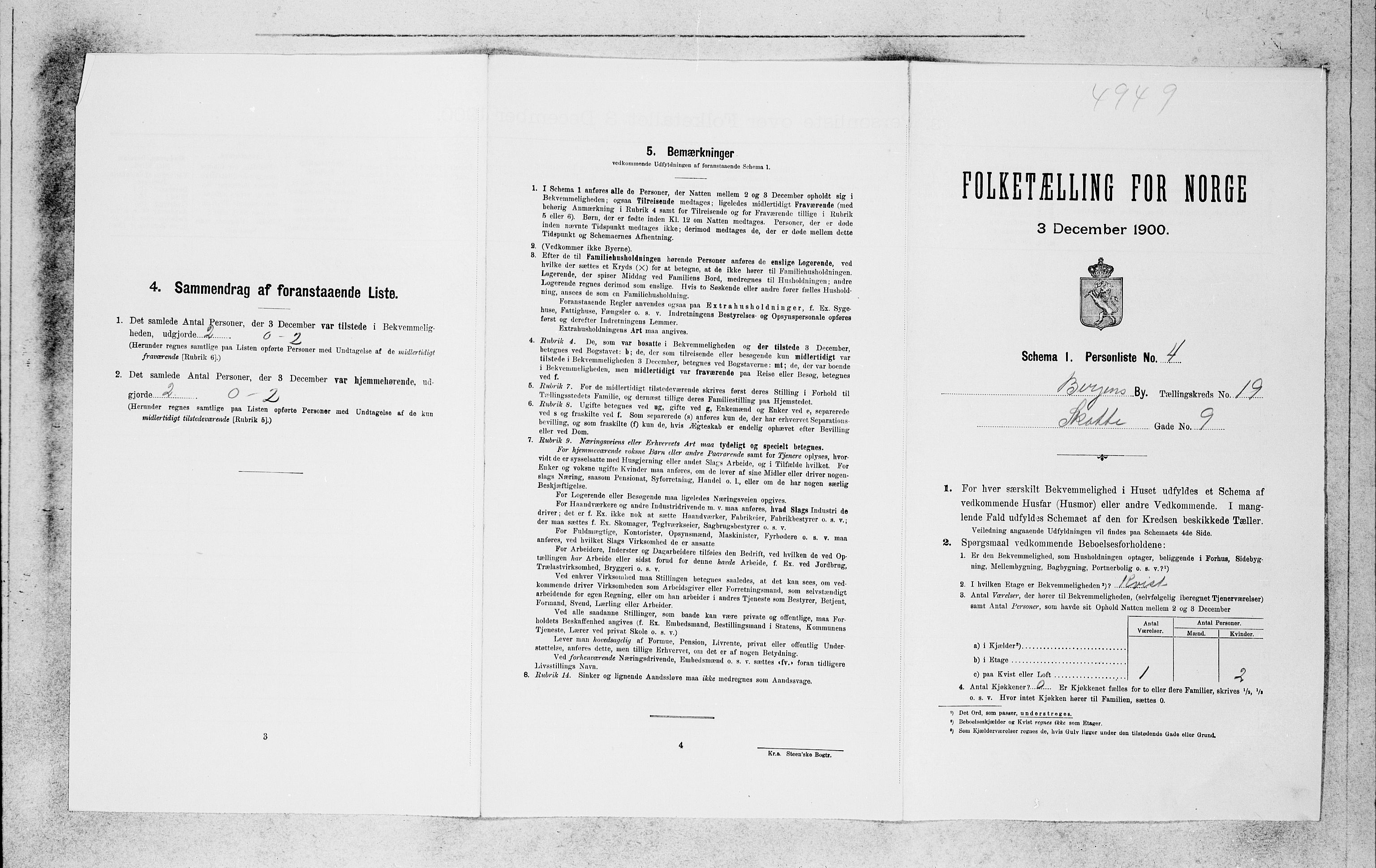 SAB, 1900 census for Bergen, 1900, p. 3792