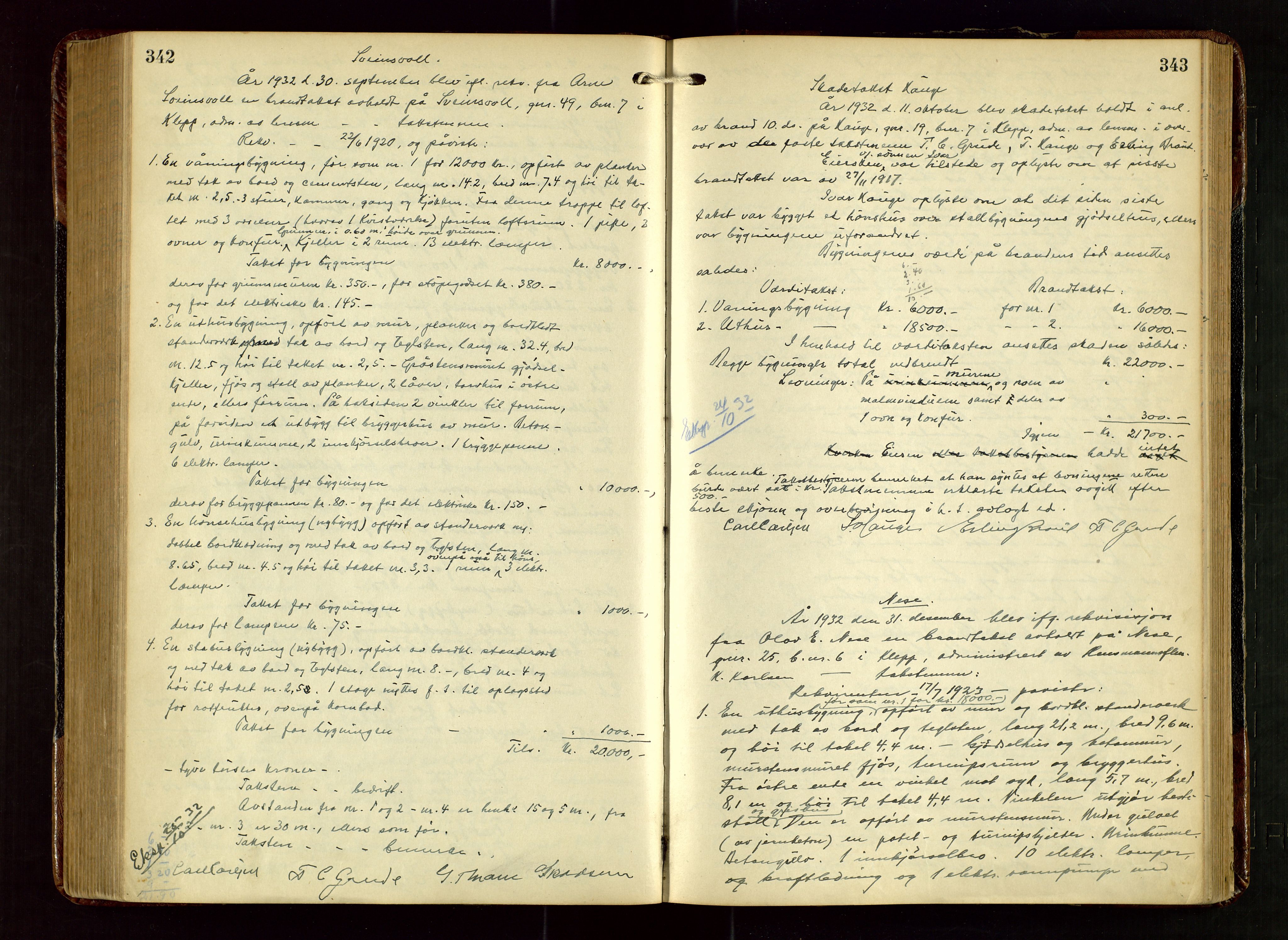 Klepp lensmannskontor, AV/SAST-A-100163/Gob/L0003: "Brandtakstprotokol", 1919-1939, p. 342-343