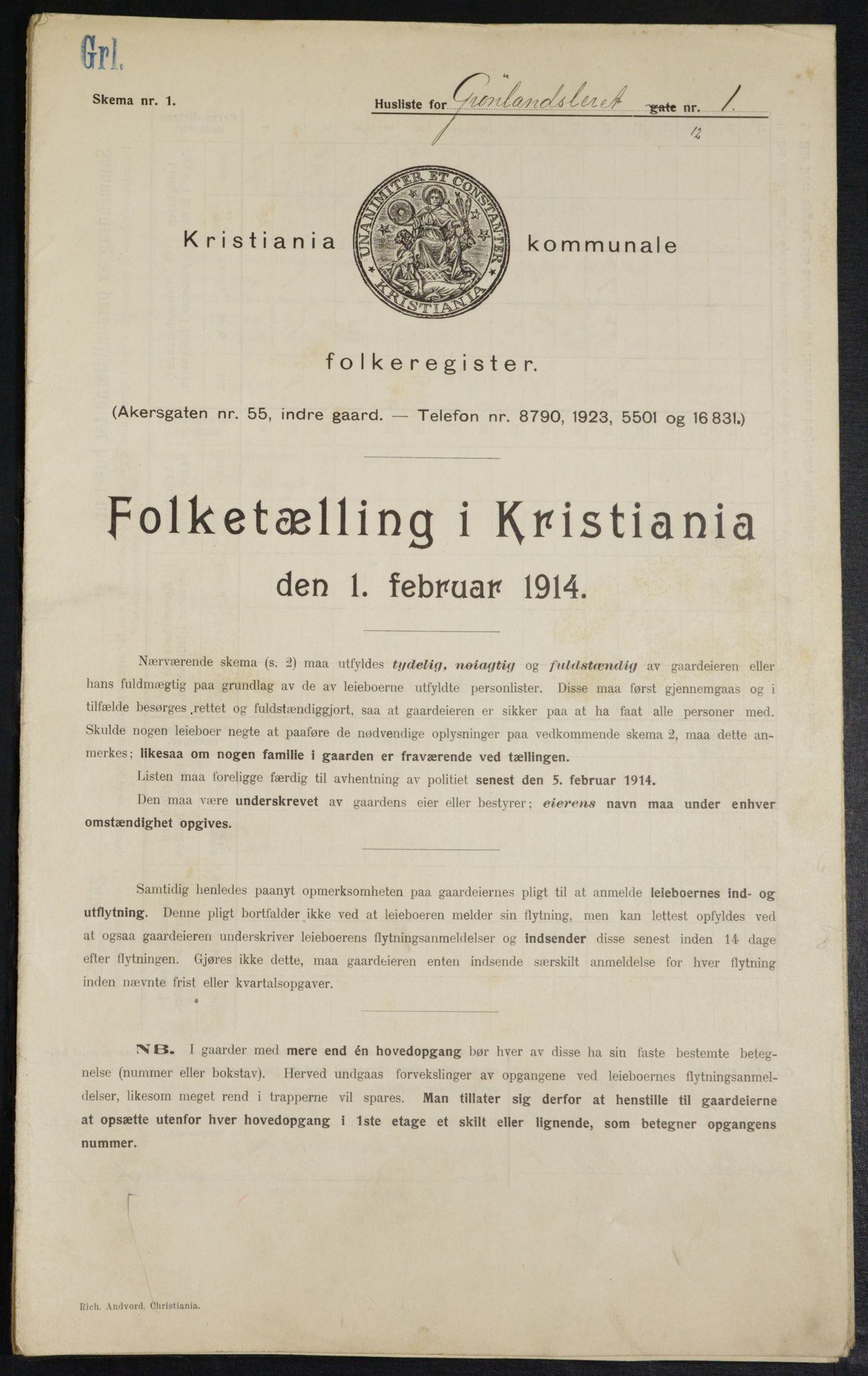 OBA, Municipal Census 1914 for Kristiania, 1914, p. 31653