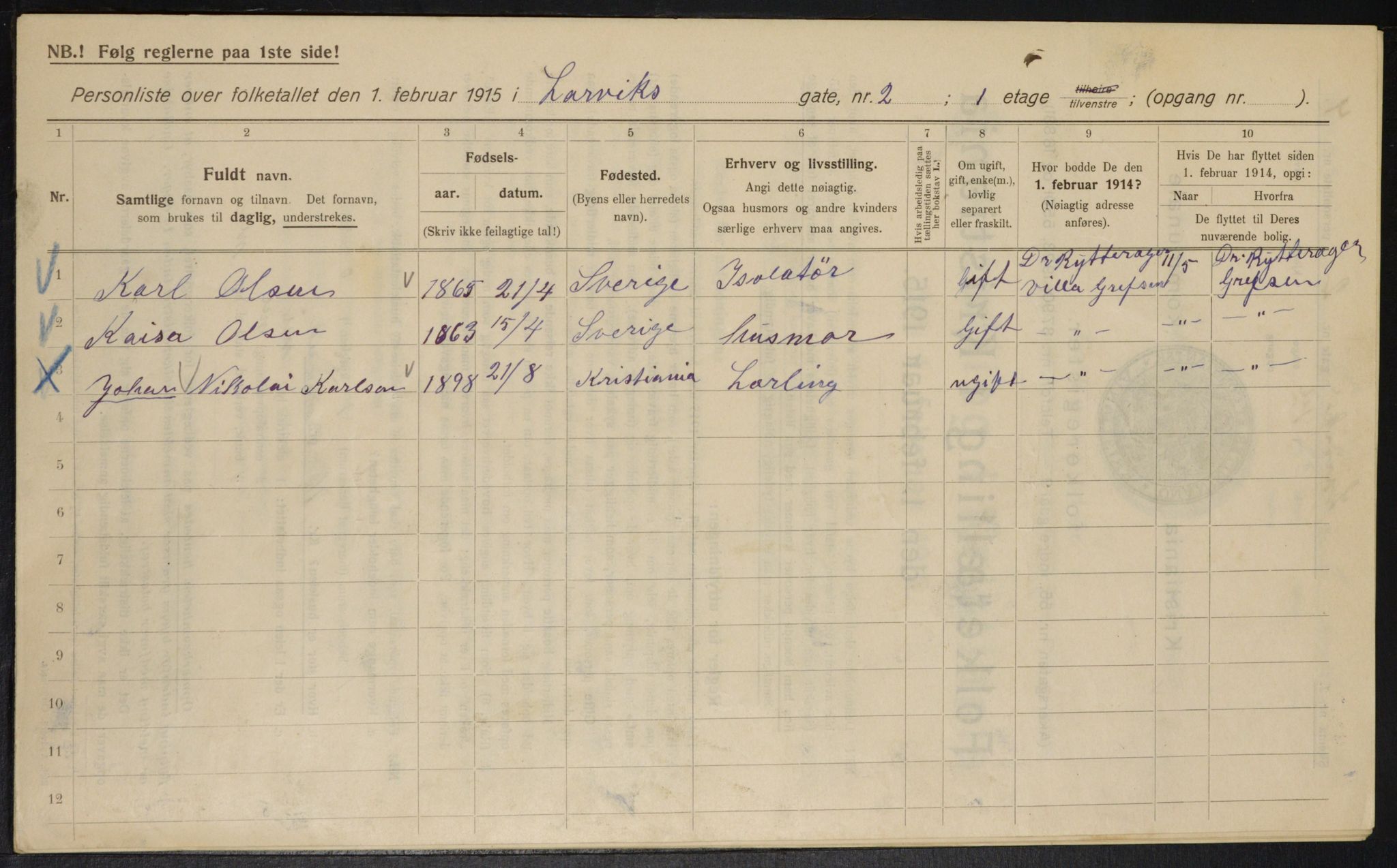 OBA, Municipal Census 1915 for Kristiania, 1915, p. 56600