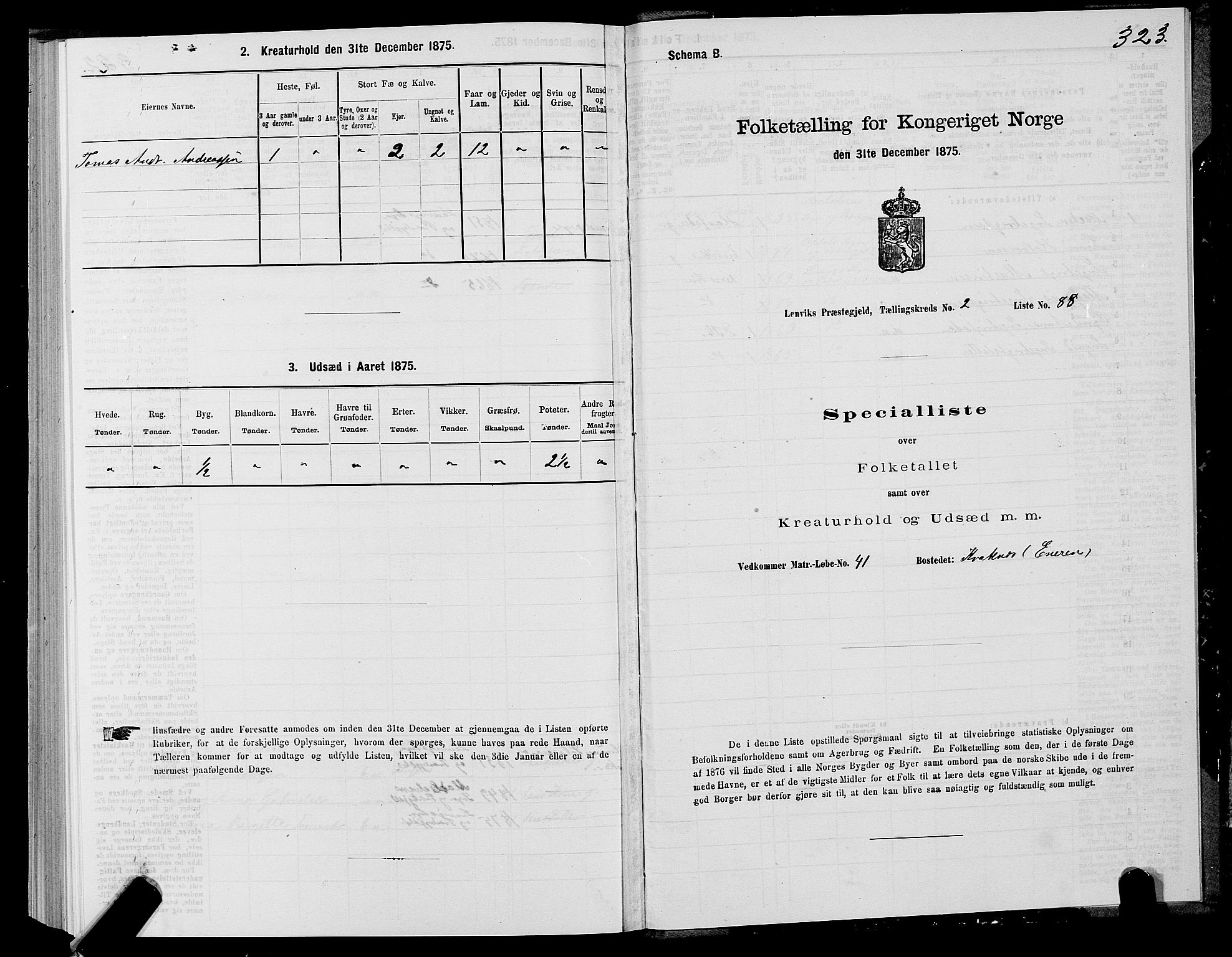 SATØ, 1875 census for 1931P Lenvik, 1875, p. 1323
