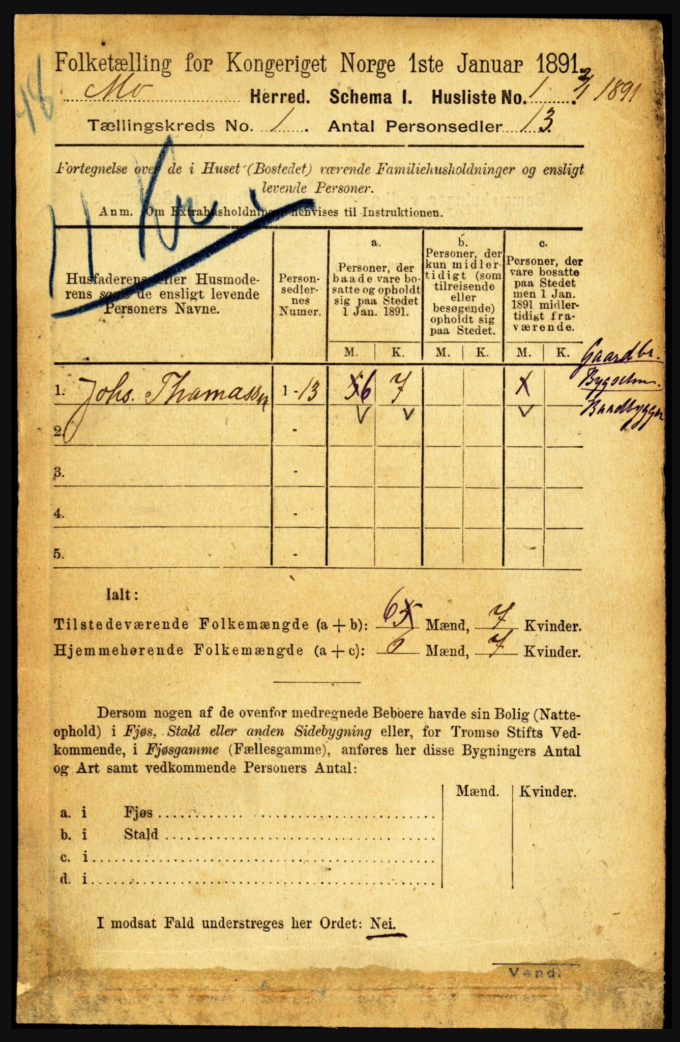 RA, 1891 census for 1833 Mo, 1891, p. 33