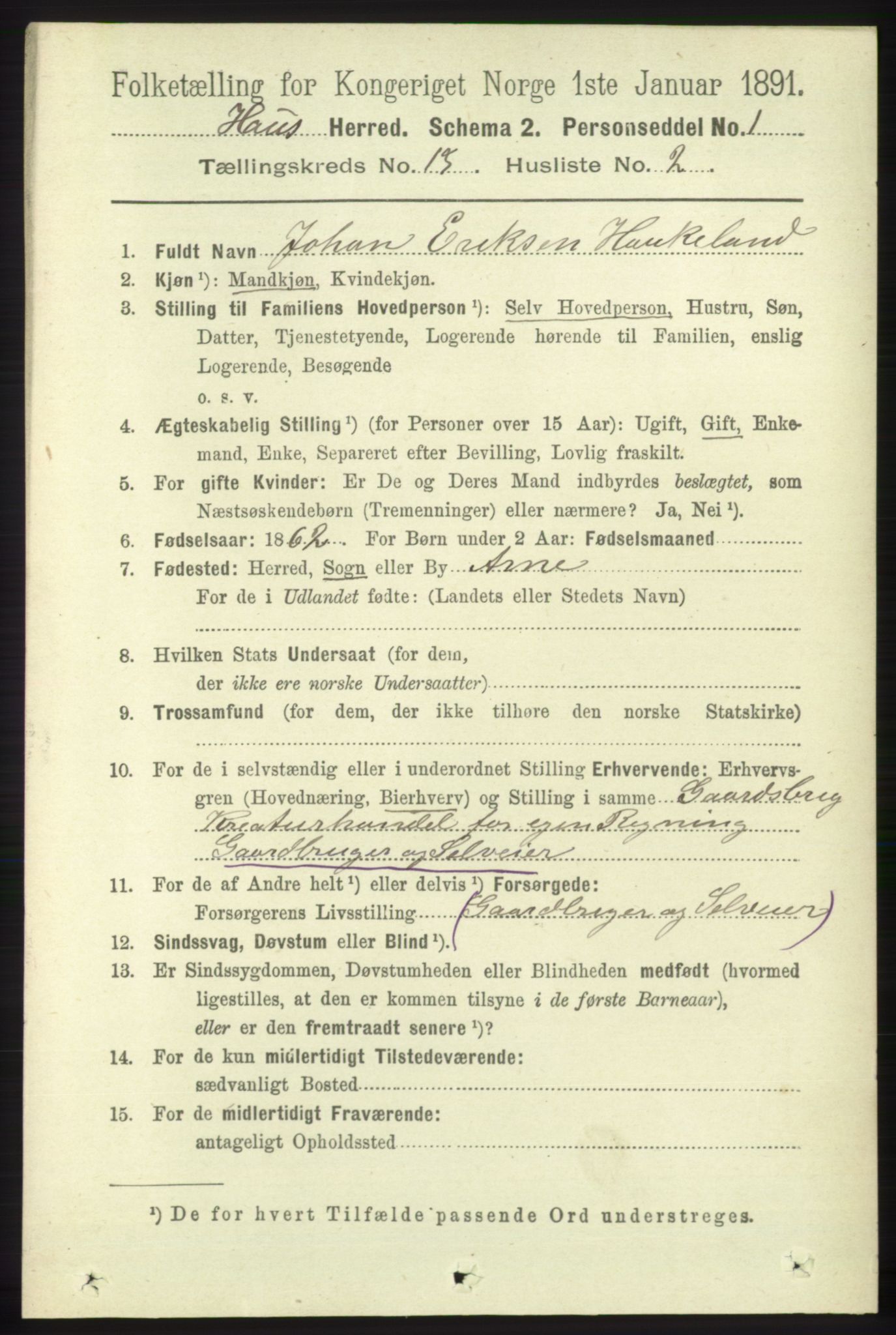 RA, 1891 census for 1250 Haus, 1891, p. 5563