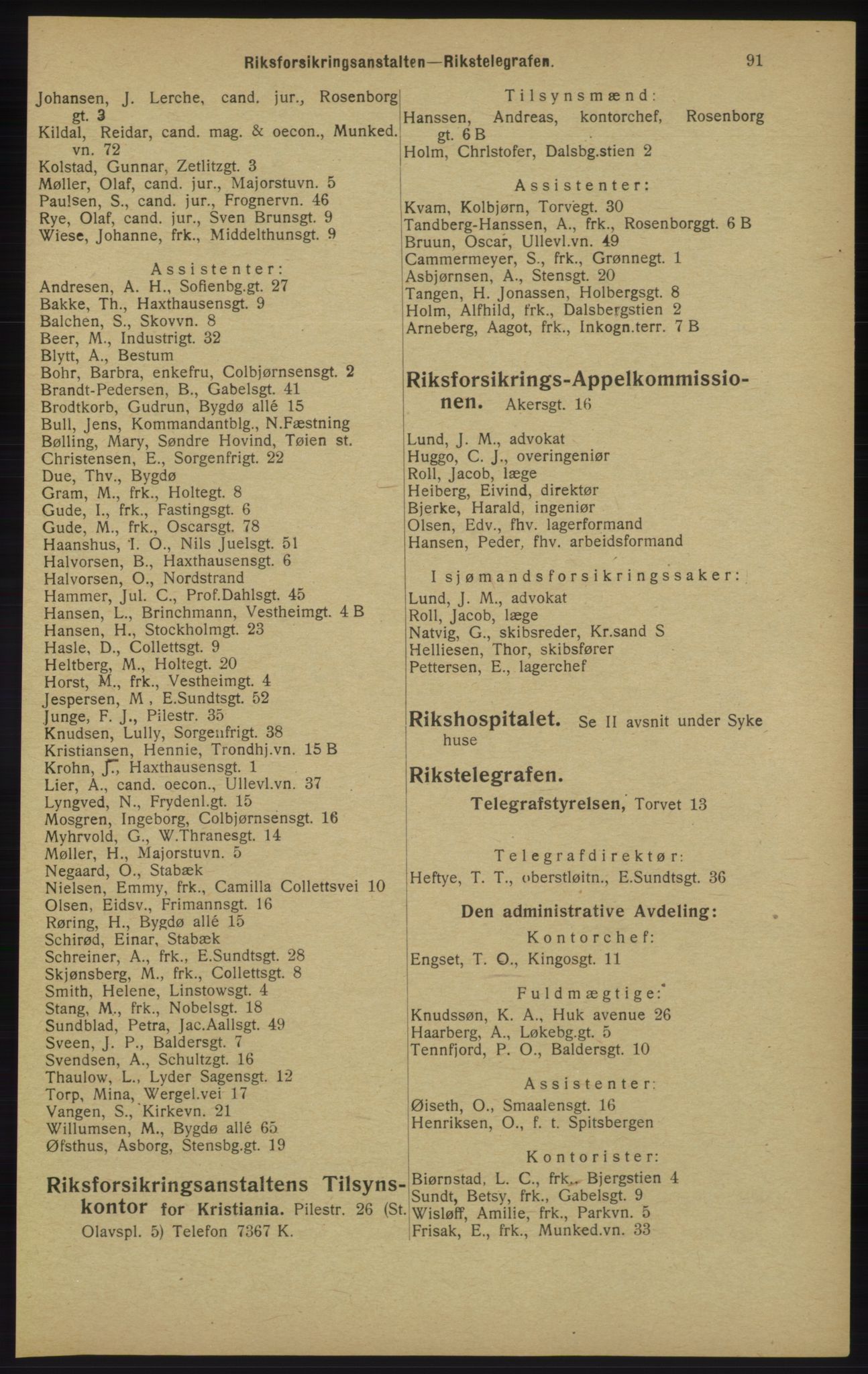 Kristiania/Oslo adressebok, PUBL/-, 1913, p. 93