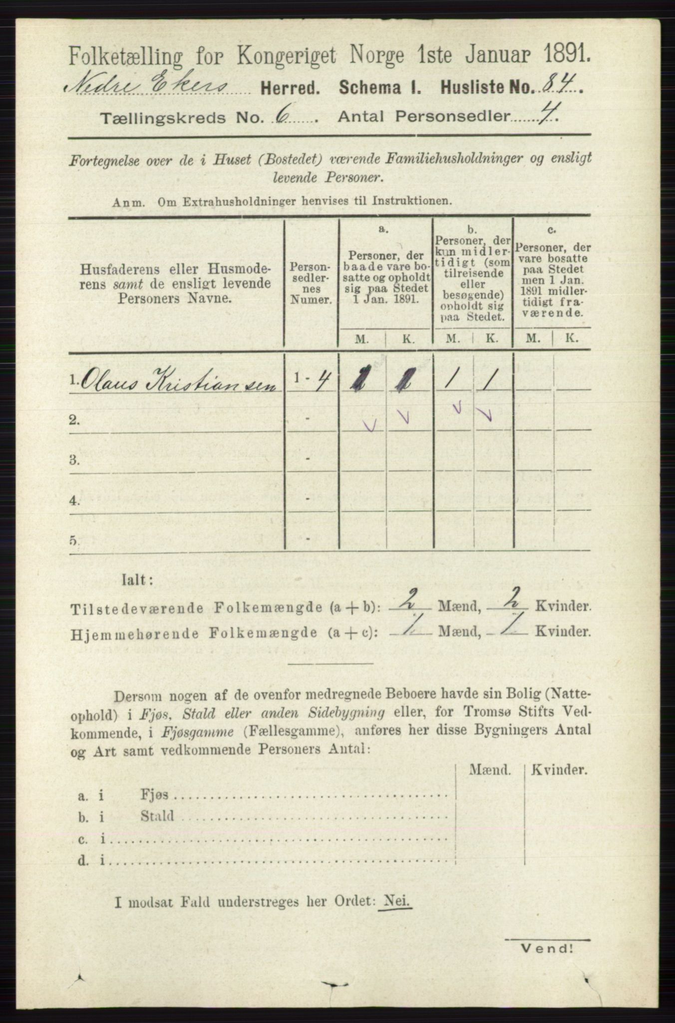 RA, 1891 census for 0625 Nedre Eiker, 1891, p. 2888