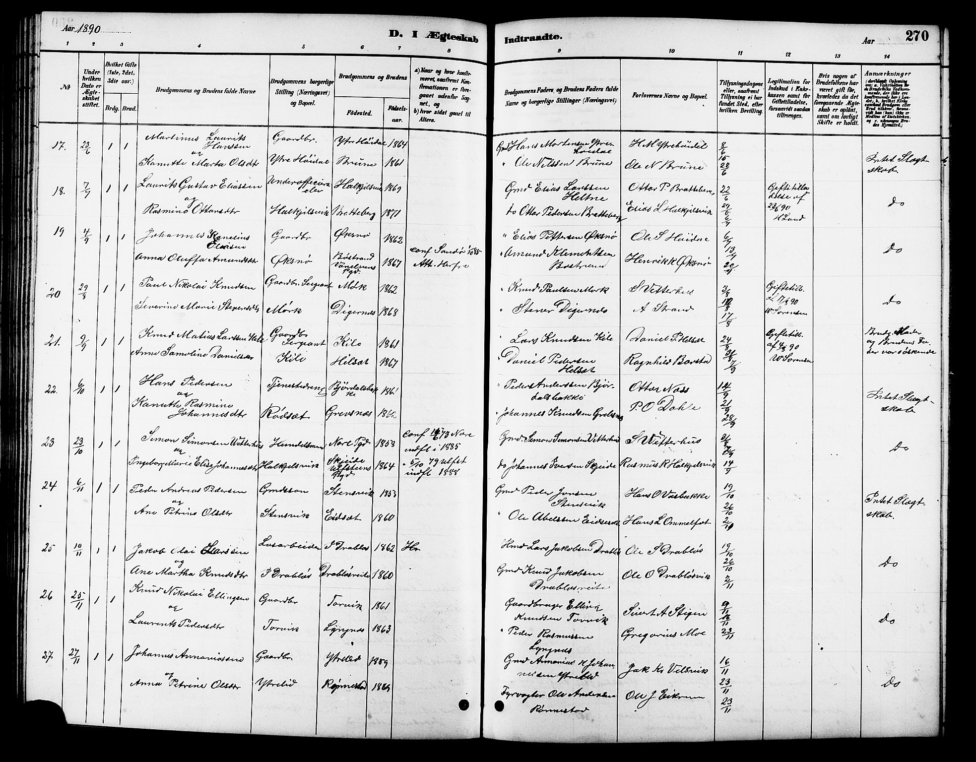 Ministerialprotokoller, klokkerbøker og fødselsregistre - Møre og Romsdal, AV/SAT-A-1454/511/L0158: Parish register (copy) no. 511C04, 1884-1903, p. 270