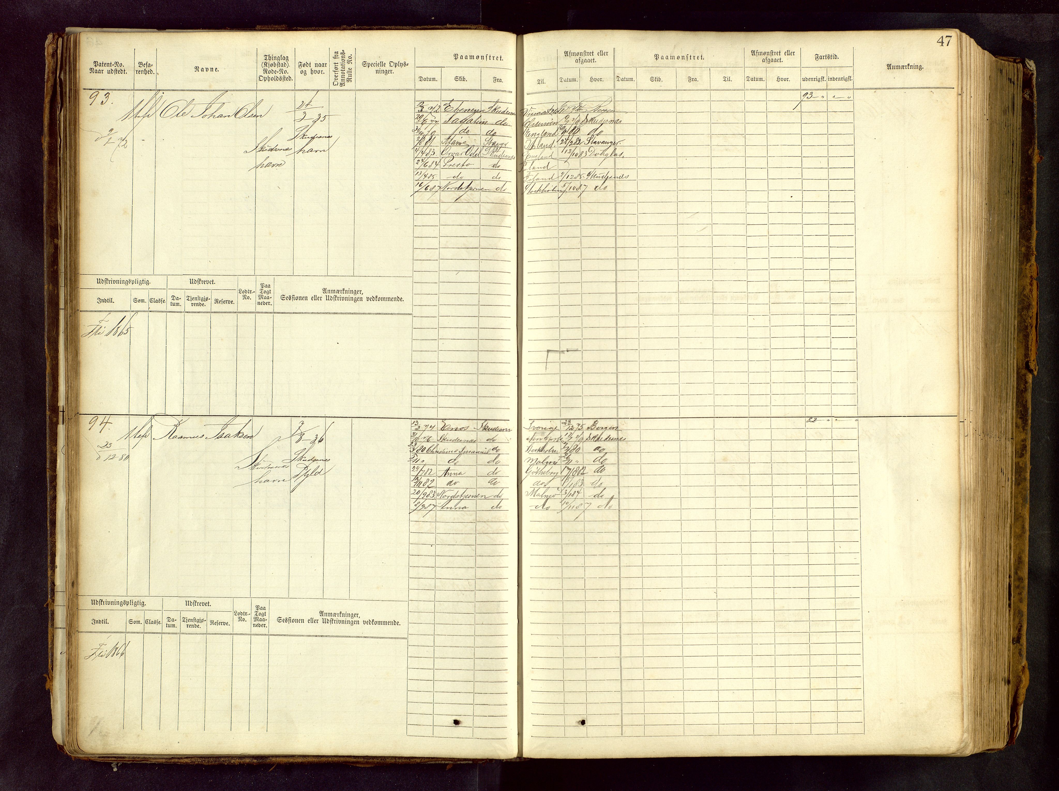 Haugesund sjømannskontor, AV/SAST-A-102007/F/Fb/Fbb/L0001: Sjøfartsrulle Skudenes krets No 1 - 958, 1860-1948, p. 47