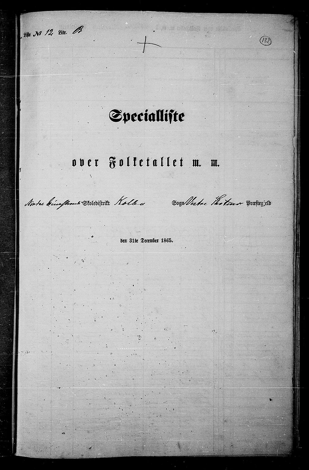 RA, 1865 census for Vestre Toten, 1865, p. 281