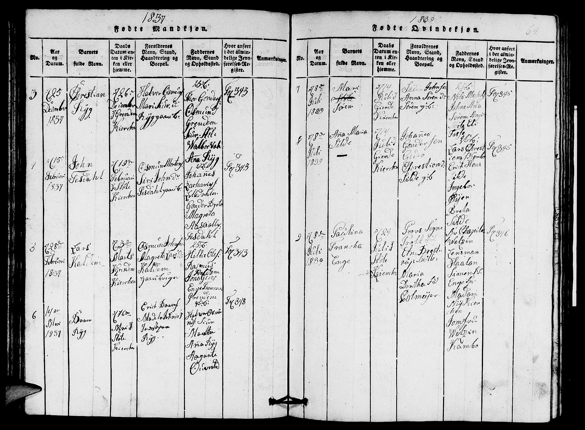 Etne sokneprestembete, SAB/A-75001/H/Hab: Parish register (copy) no. A 1, 1815-1849, p. 64