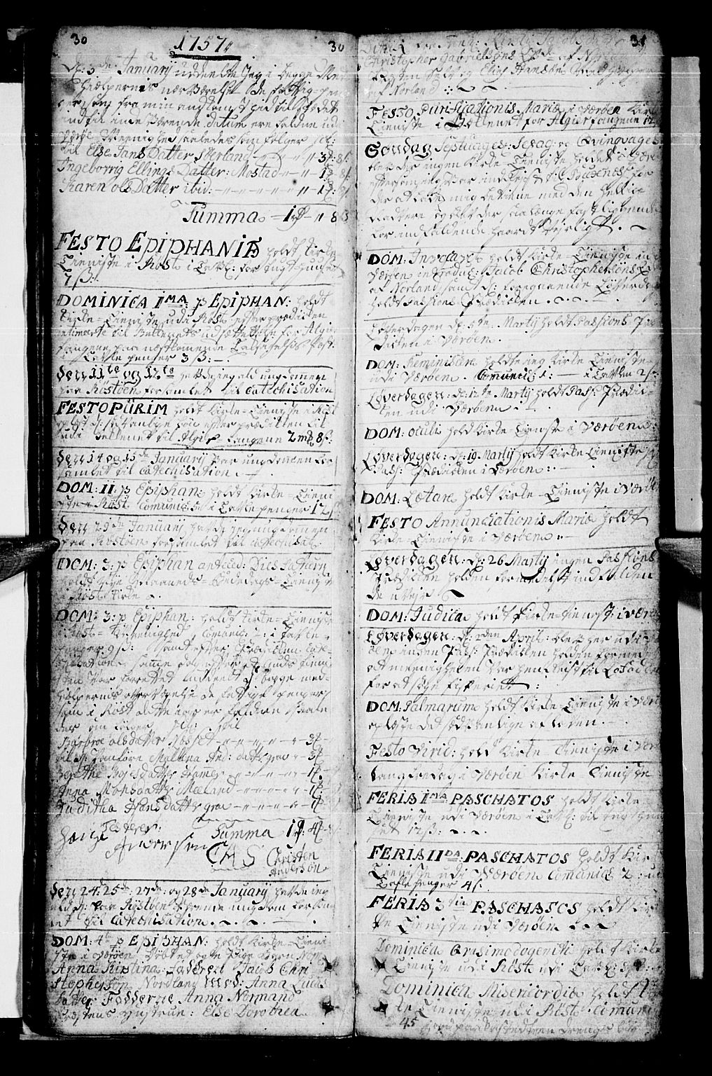 Ministerialprotokoller, klokkerbøker og fødselsregistre - Nordland, AV/SAT-A-1459/807/L0118: Parish register (official) no. 807A01, 1752-1798, p. 30-31