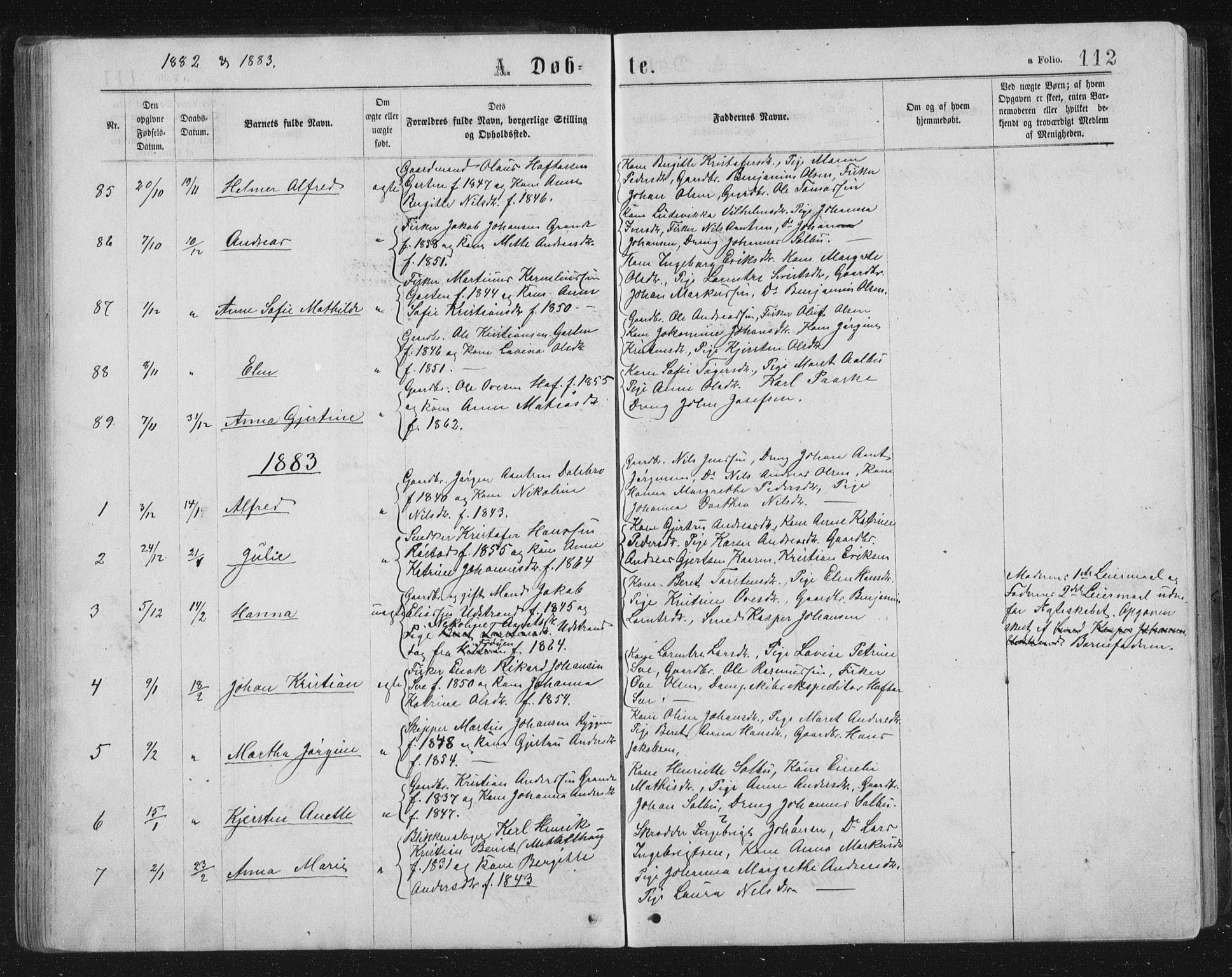 Ministerialprotokoller, klokkerbøker og fødselsregistre - Sør-Trøndelag, SAT/A-1456/659/L0745: Parish register (copy) no. 659C02, 1869-1892, p. 112