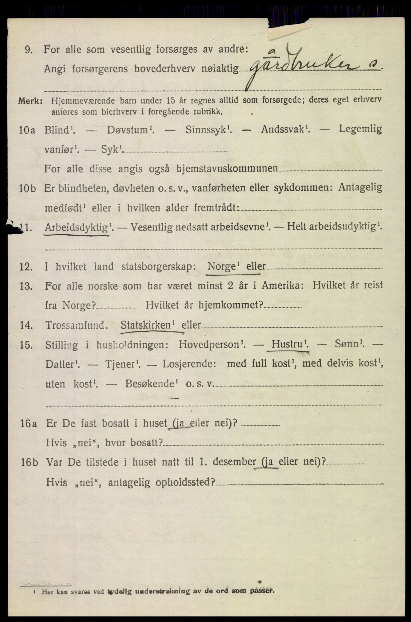 SAH, 1920 census for Nordre Land, 1920, p. 2458