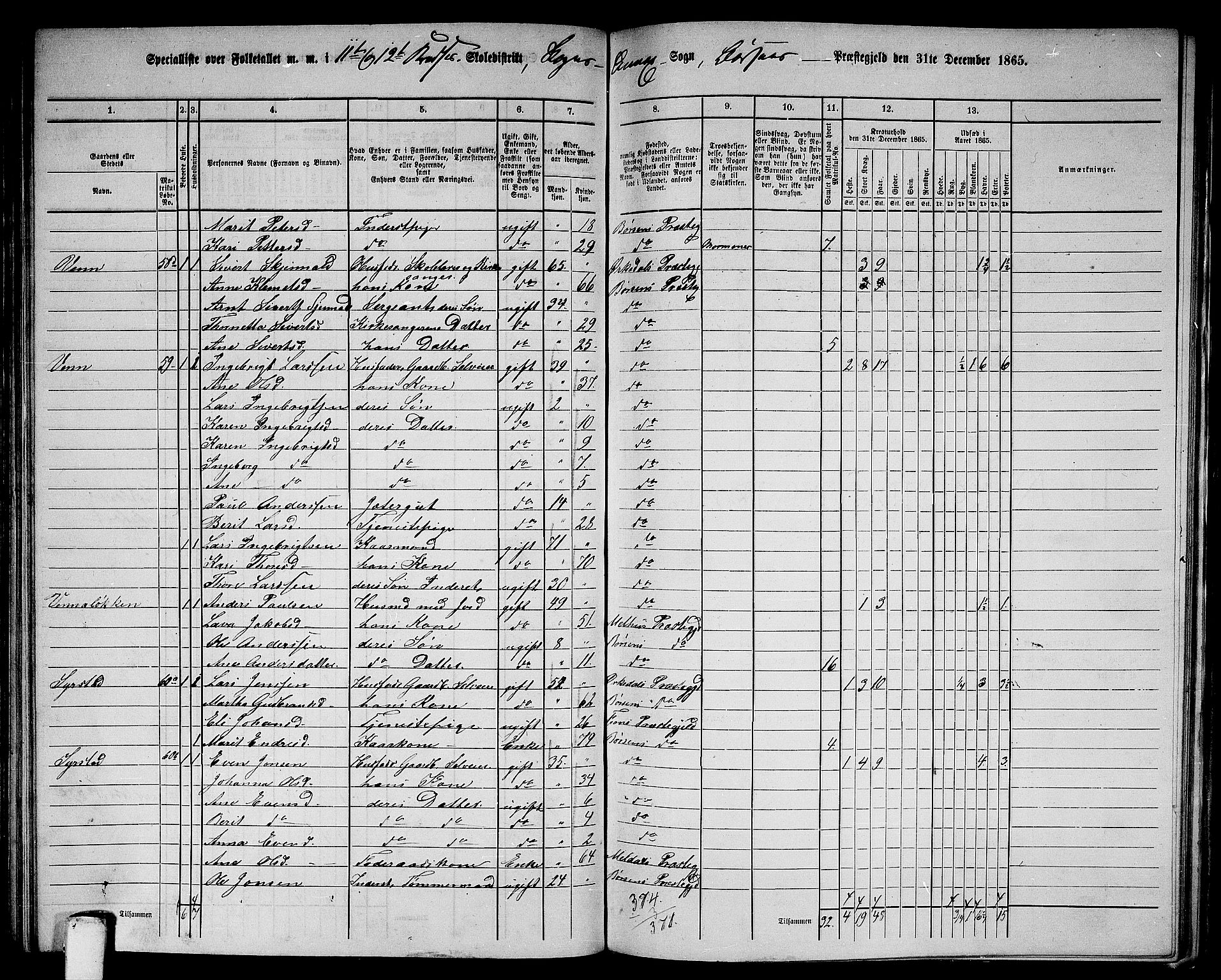 RA, 1865 census for Børsa, 1865, p. 126