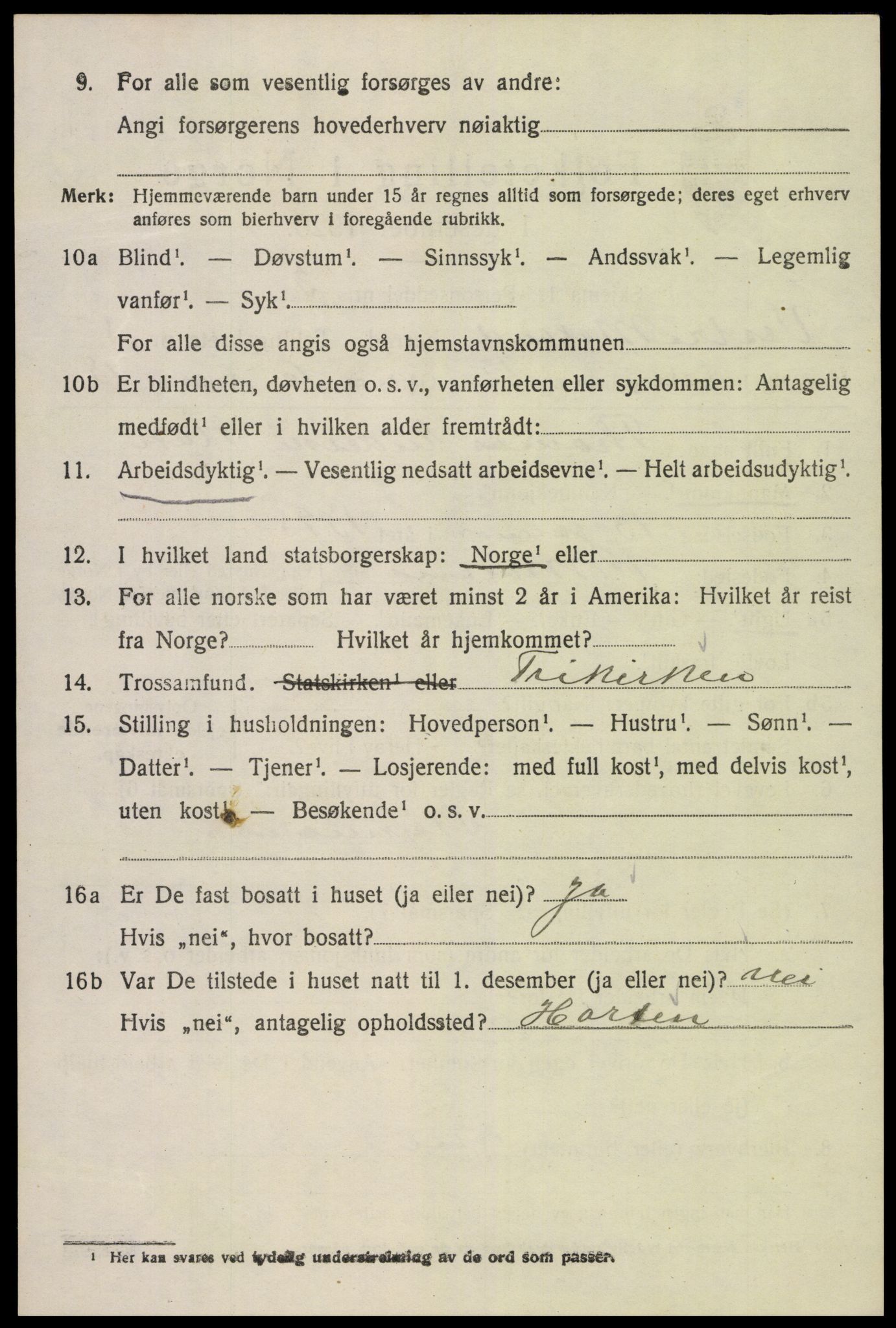 SAK, 1920 census for Vestre Moland, 1920, p. 3912