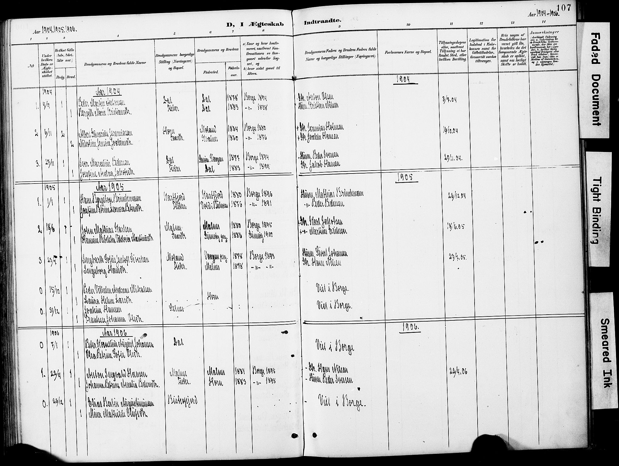 Ministerialprotokoller, klokkerbøker og fødselsregistre - Nordland, SAT/A-1459/884/L1197: Parish register (copy) no. 884C03, 1888-1926, p. 107