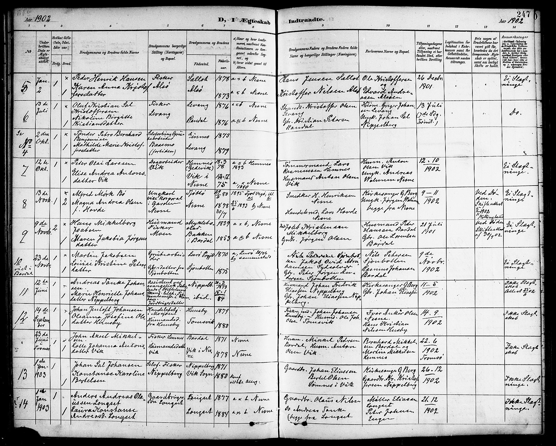 Ministerialprotokoller, klokkerbøker og fødselsregistre - Nordland, AV/SAT-A-1459/838/L0559: Parish register (copy) no. 838C06, 1893-1910, p. 247