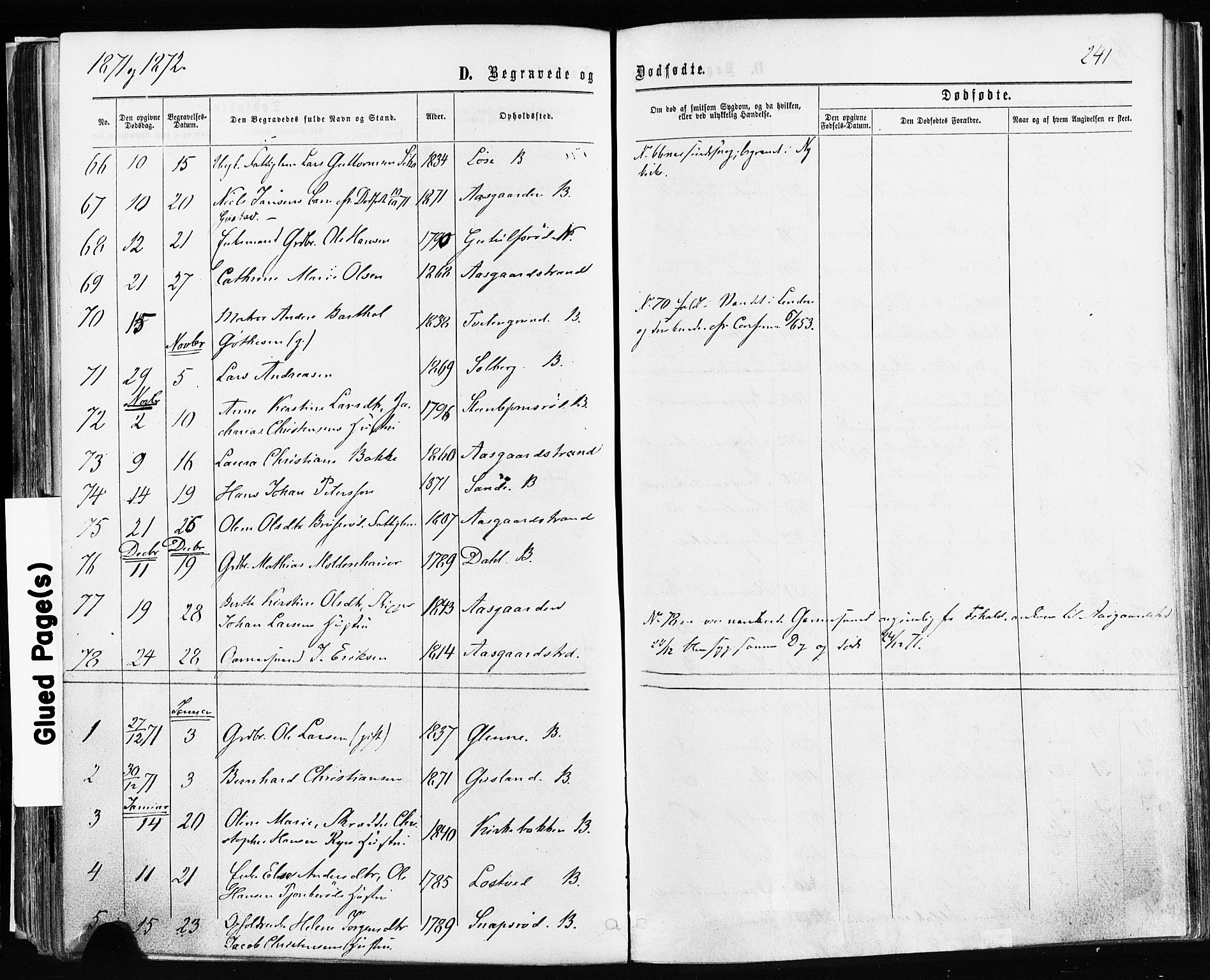 Borre kirkebøker, AV/SAKO-A-338/F/Fa/L0008: Parish register (official) no. I 8, 1868-1877, p. 241