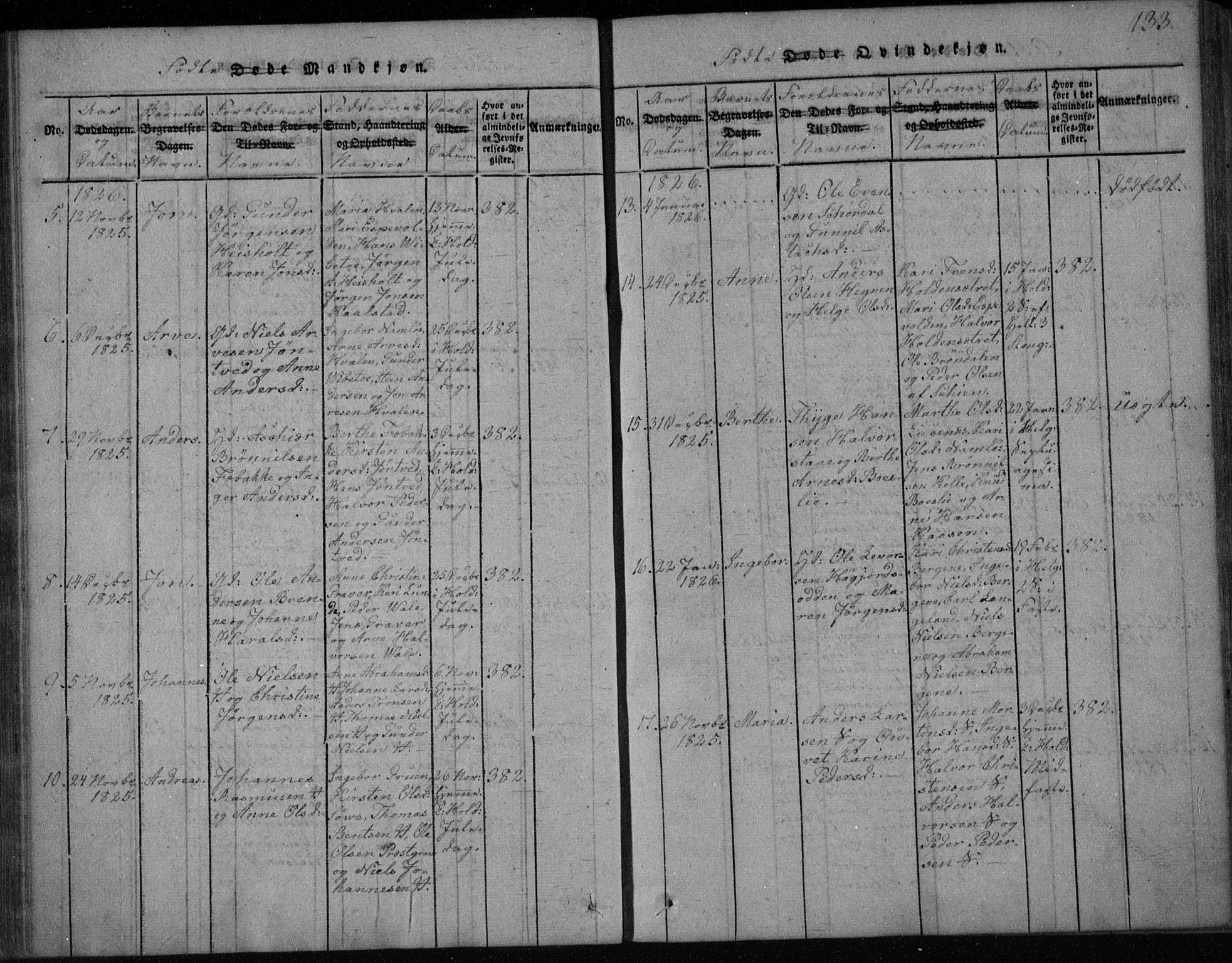 Holla kirkebøker, SAKO/A-272/F/Fa/L0003: Parish register (official) no. 3, 1815-1830, p. 133