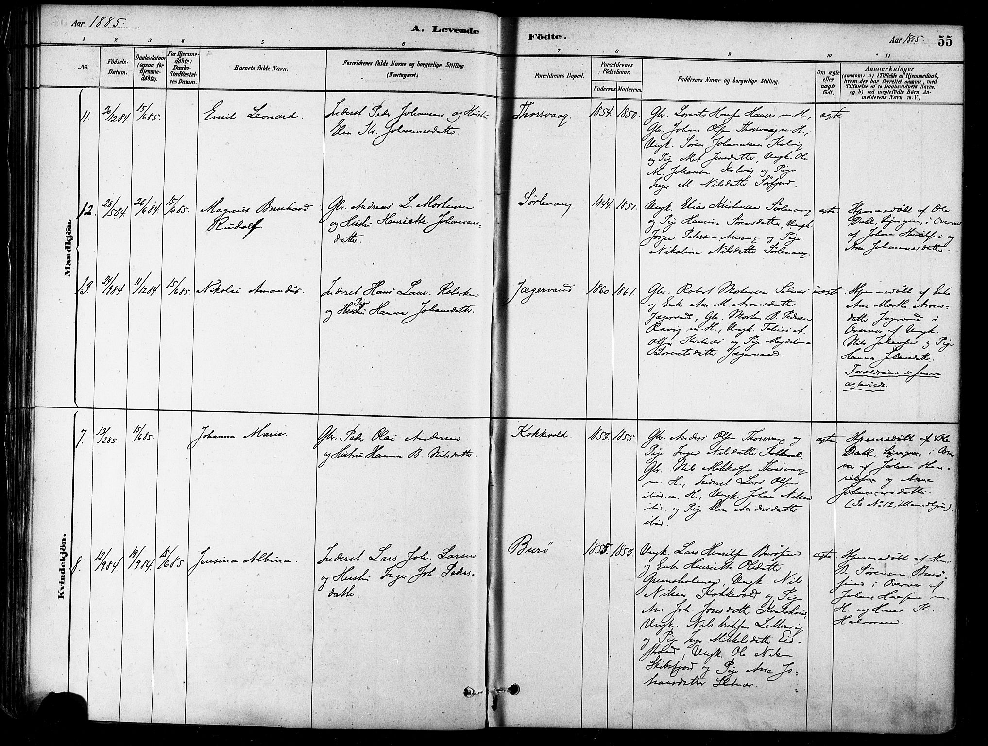 Karlsøy sokneprestembete, SATØ/S-1299/H/Ha/Haa/L0006kirke: Parish register (official) no. 6, 1879-1890, p. 55