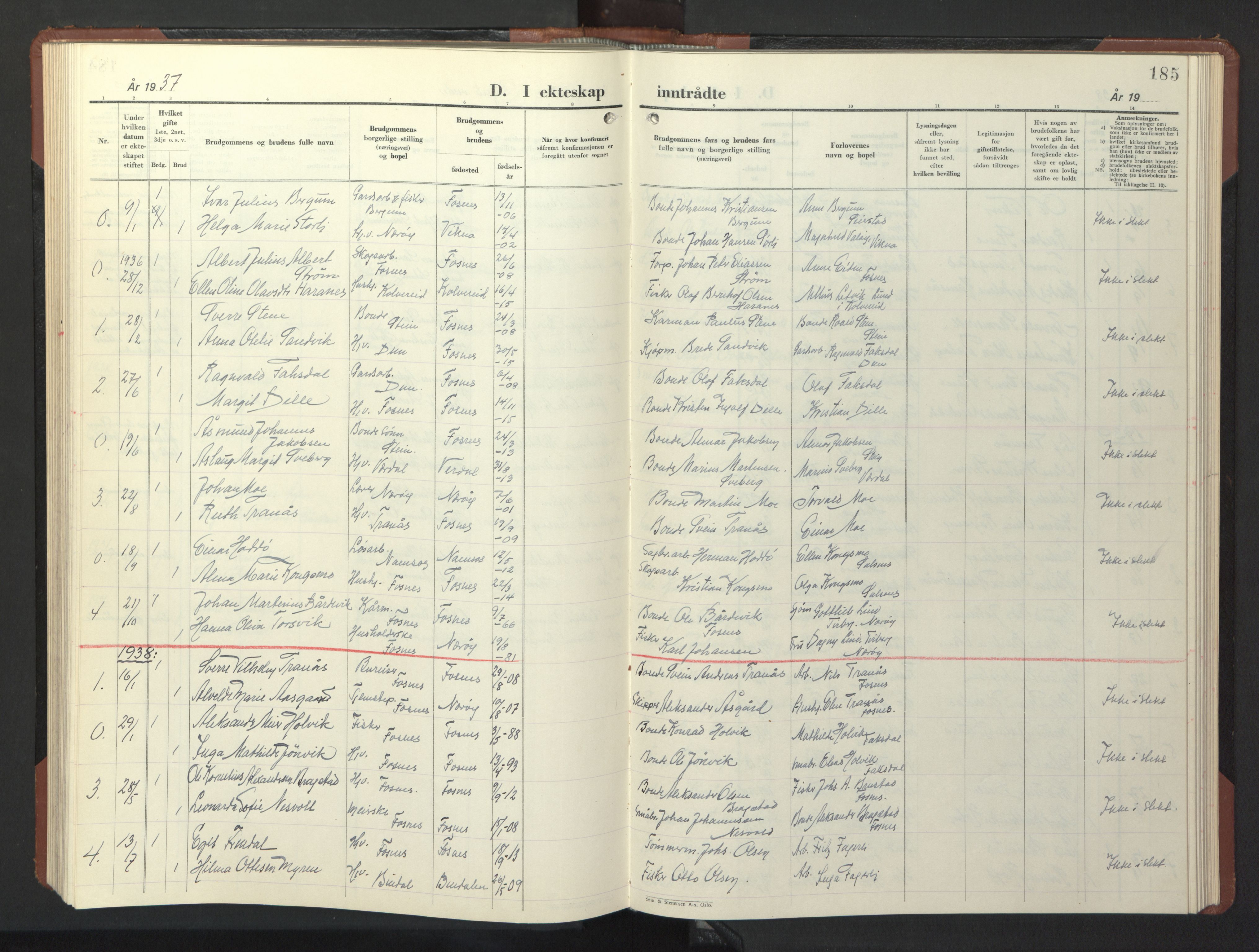 Ministerialprotokoller, klokkerbøker og fødselsregistre - Nord-Trøndelag, SAT/A-1458/773/L0625: Parish register (copy) no. 773C01, 1910-1952, p. 185