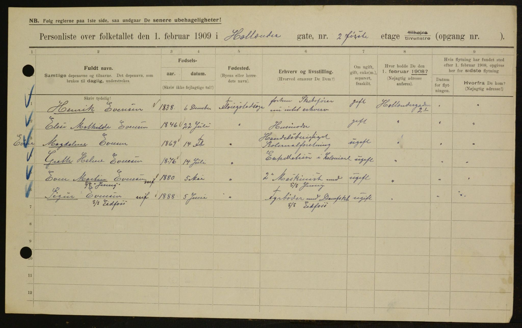 OBA, Municipal Census 1909 for Kristiania, 1909, p. 36843