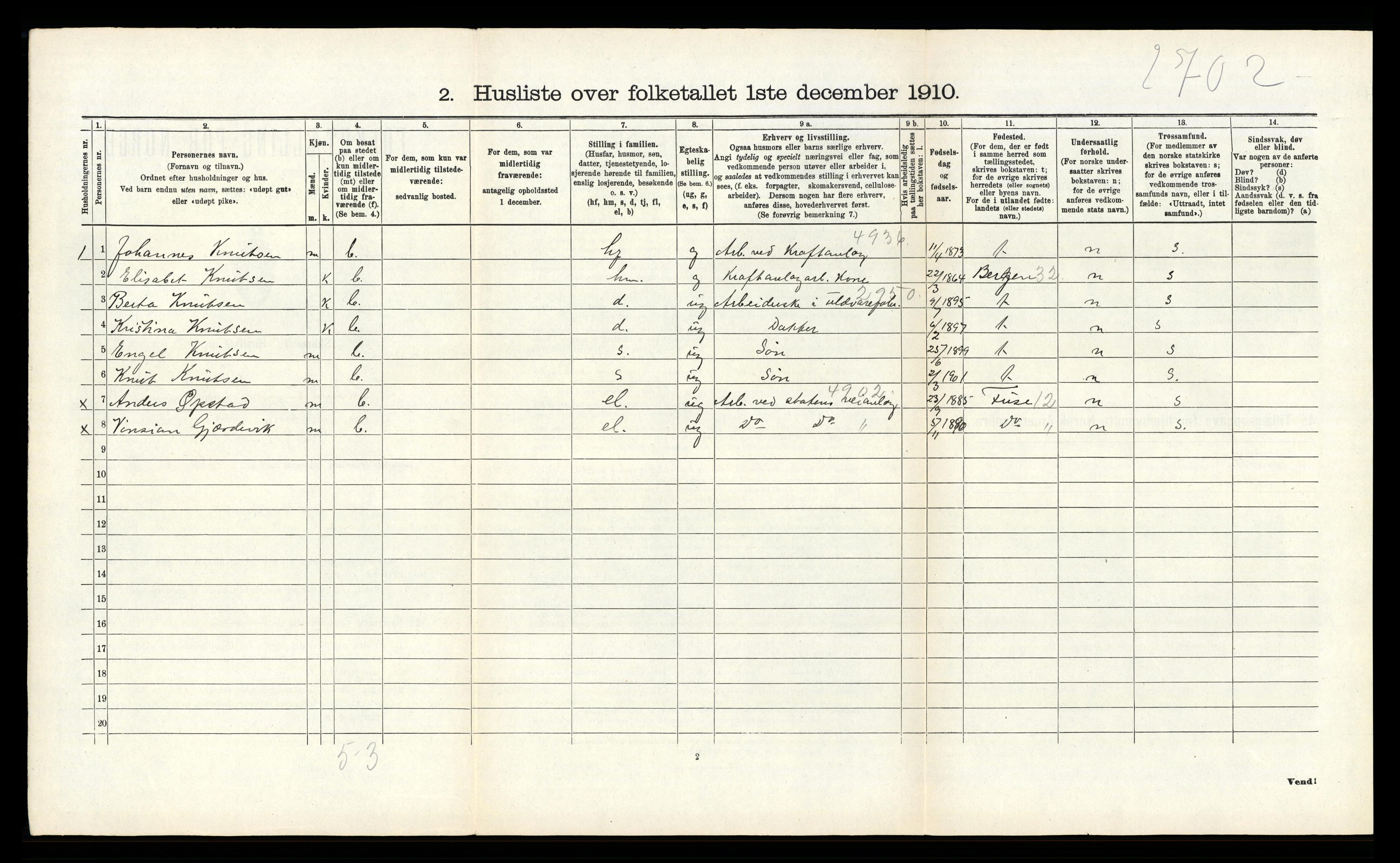 RA, 1910 census for Samnanger, 1910, p. 572