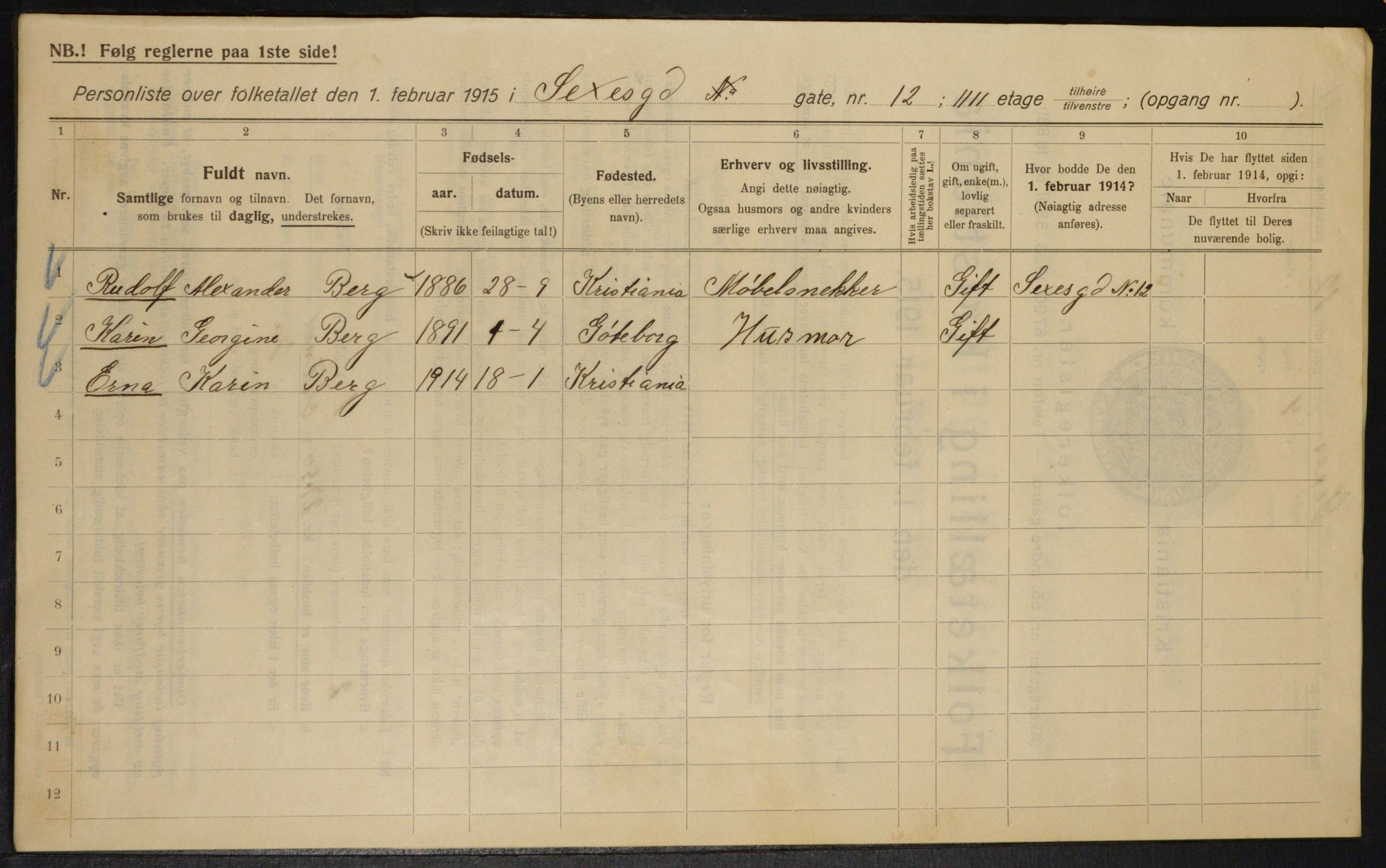 OBA, Municipal Census 1915 for Kristiania, 1915, p. 94632