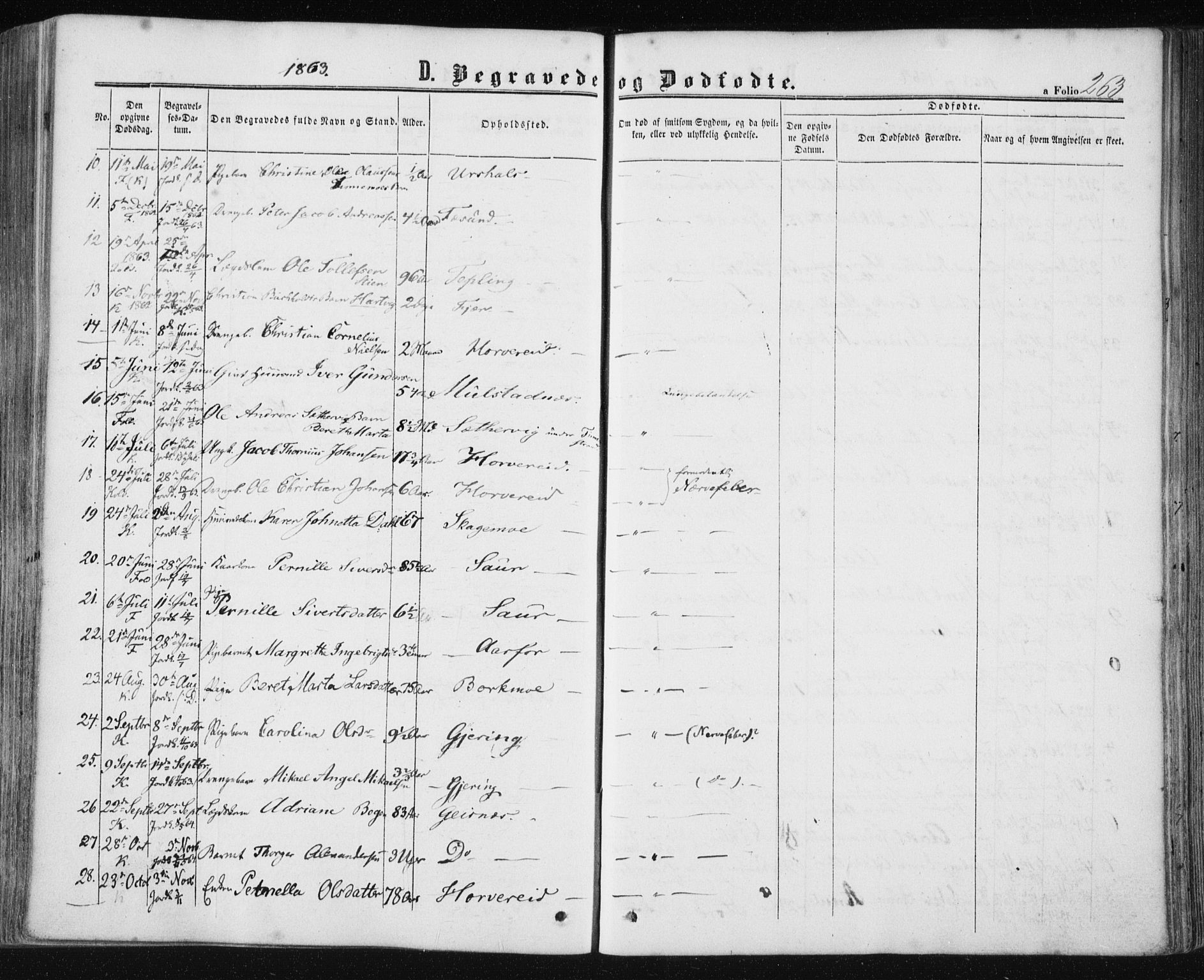 Ministerialprotokoller, klokkerbøker og fødselsregistre - Nord-Trøndelag, SAT/A-1458/780/L0641: Parish register (official) no. 780A06, 1857-1874, p. 263