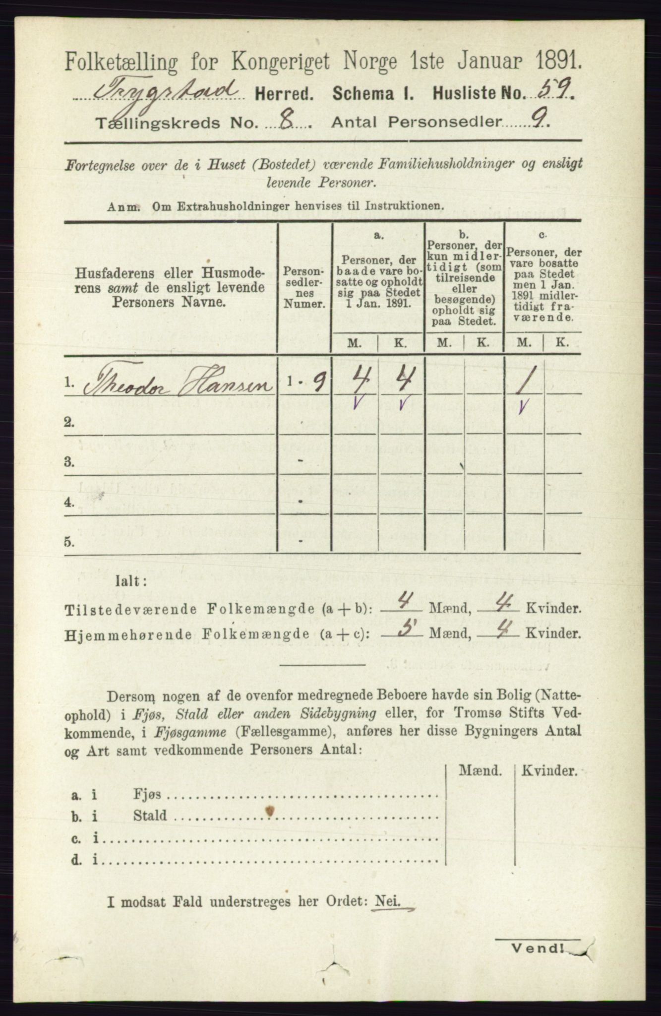 RA, 1891 Census for 0122 Trøgstad, 1891, p. 3429