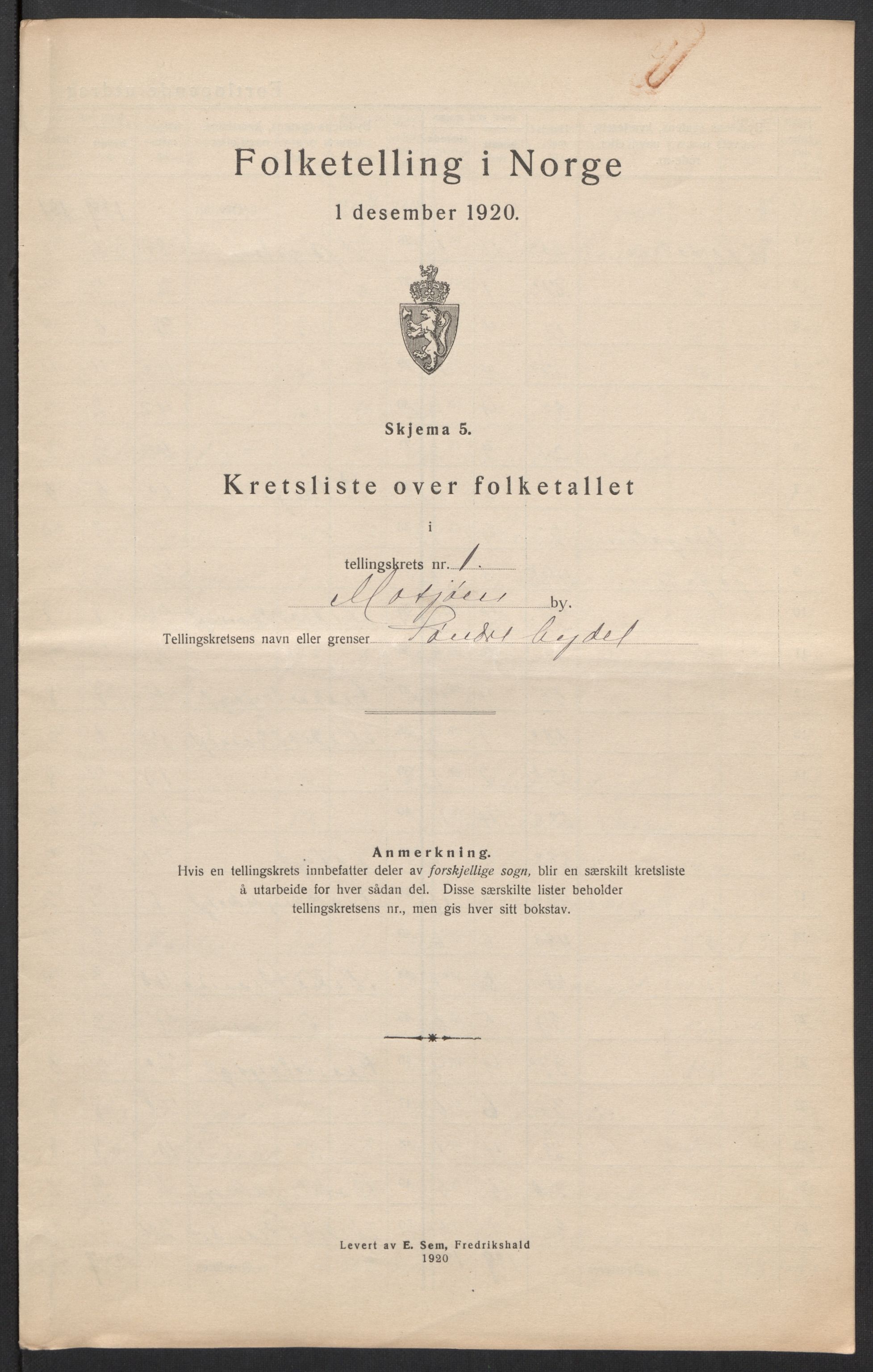SAT, 1920 census for Mosjøen, 1920, p. 6