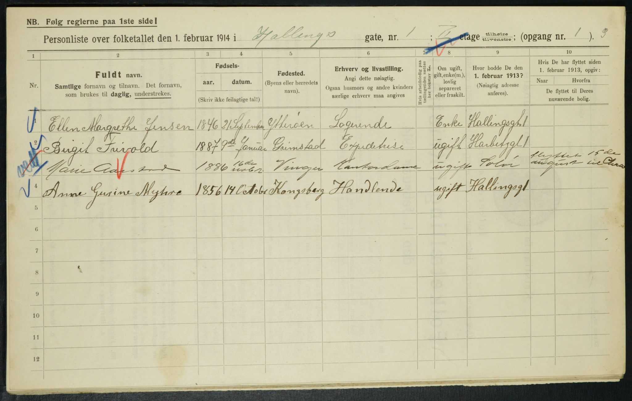 OBA, Municipal Census 1914 for Kristiania, 1914, p. 34112