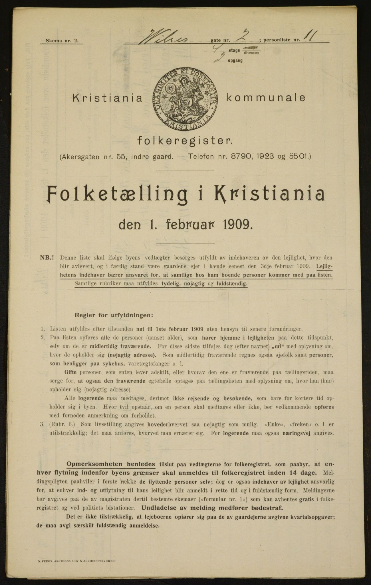 OBA, Municipal Census 1909 for Kristiania, 1909, p. 116454