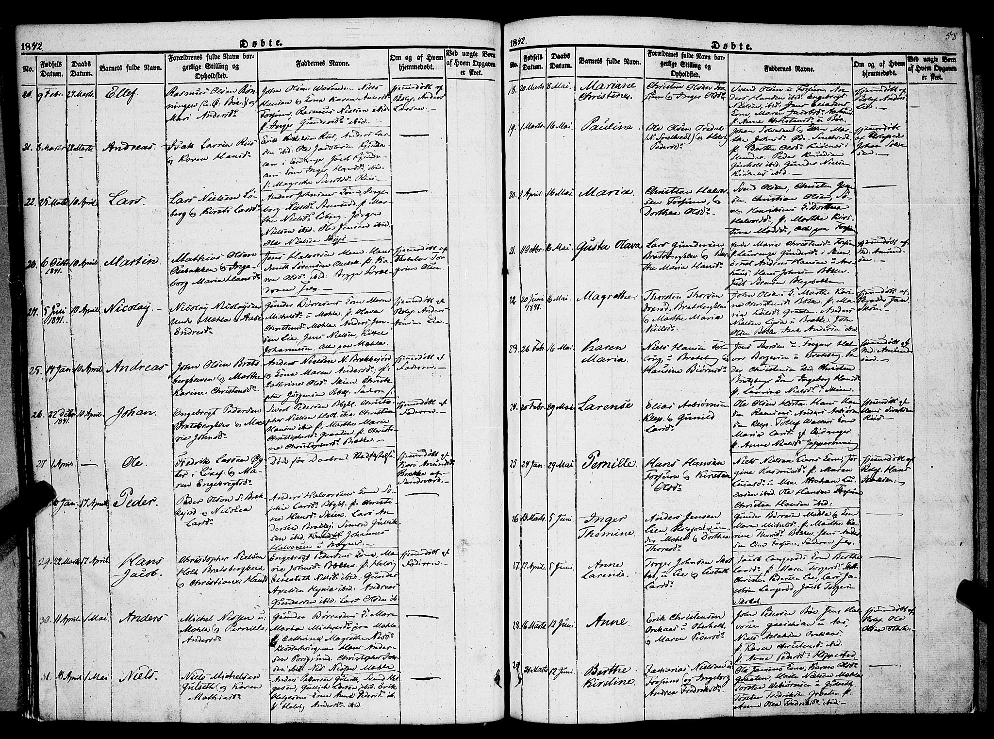 Gjerpen kirkebøker, AV/SAKO-A-265/F/Fa/L0007a: Parish register (official) no. I 7A, 1834-1857, p. 58