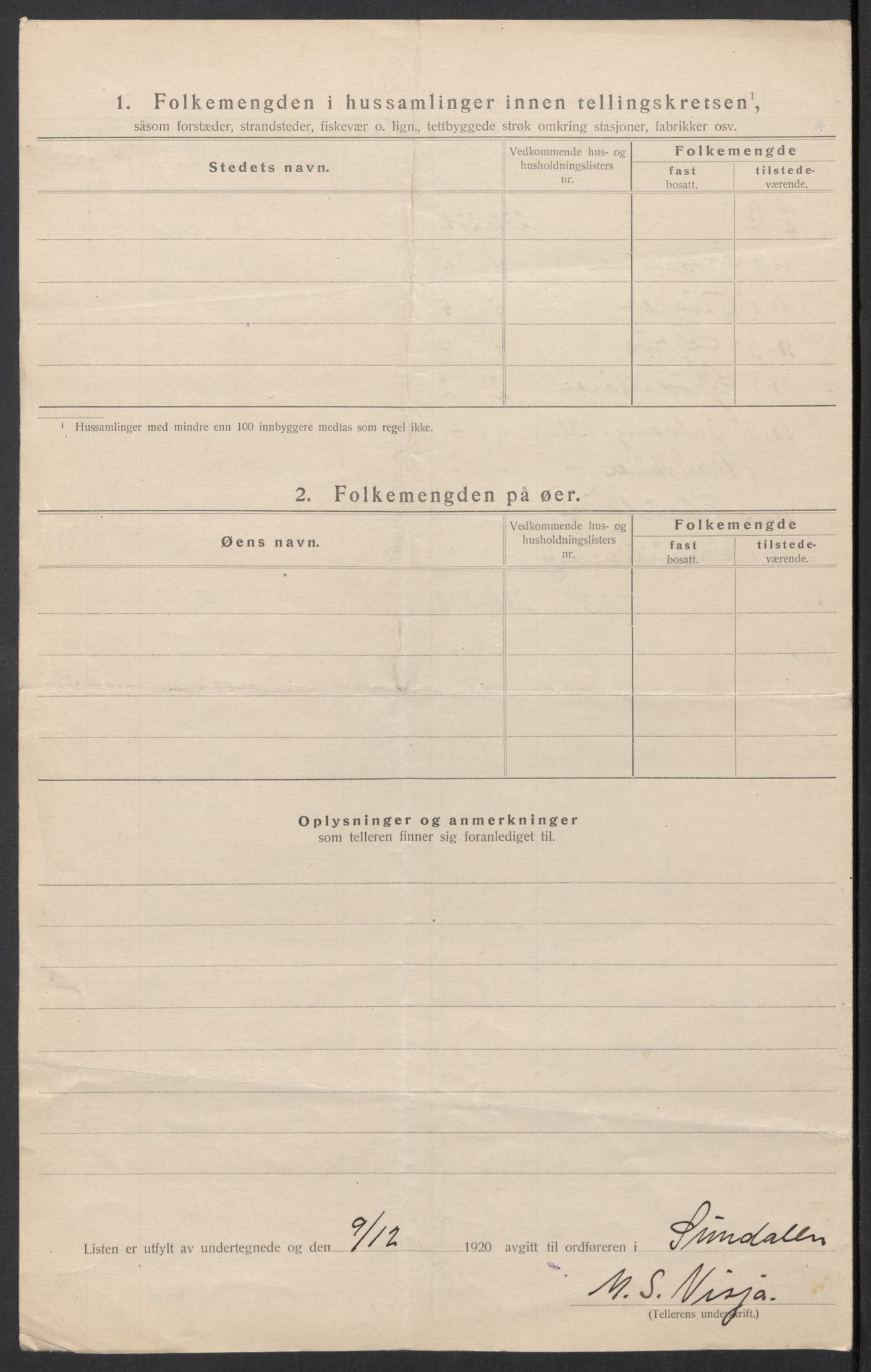 SAT, 1920 census for Sunndal, 1920, p. 23