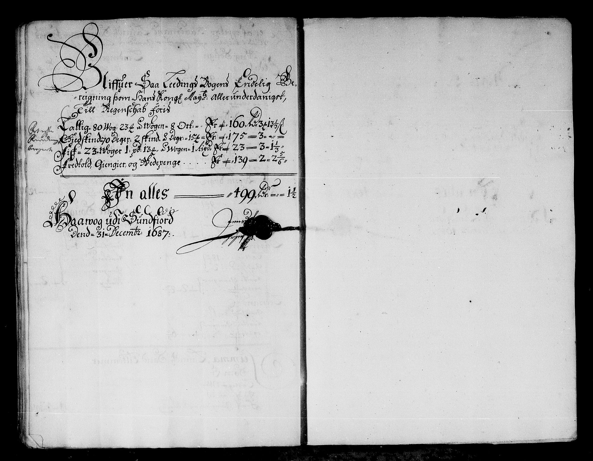 Rentekammeret inntil 1814, Reviderte regnskaper, Stiftamtstueregnskaper, Bergen stiftamt, AV/RA-EA-6043/R/Rc/L0084: Bergen stiftamt, 1687