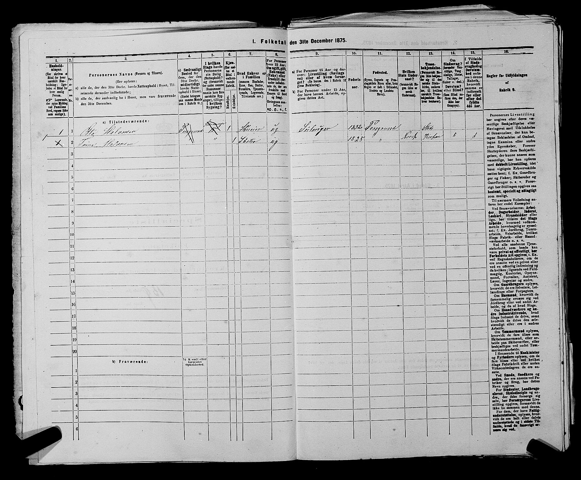 SAKO, 1875 census for 0805P Porsgrunn, 1875, p. 327