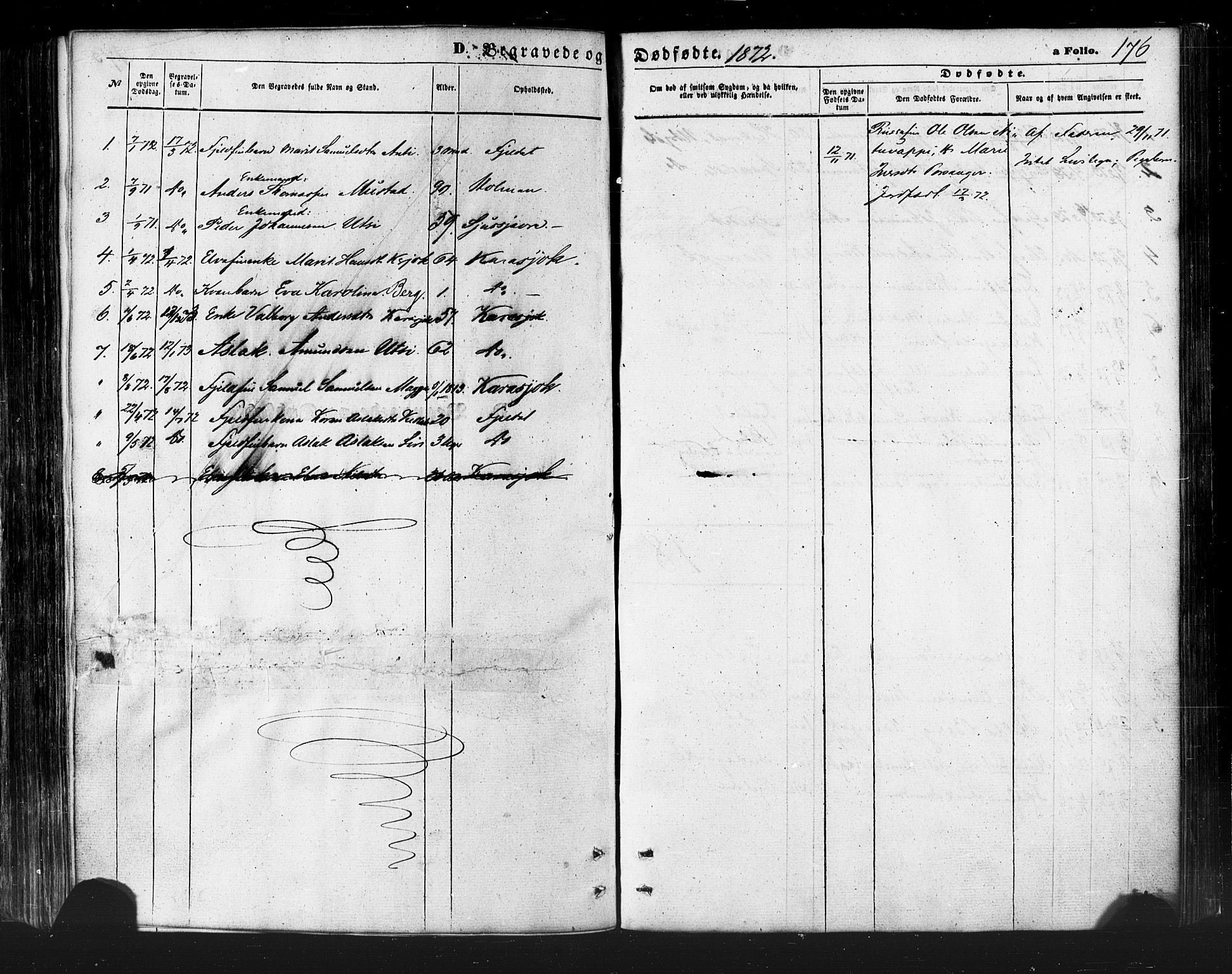 Karasjok sokneprestkontor, SATØ/S-1352/H/Ha/L0001kirke: Parish register (official) no. 1, 1872-1884, p. 176