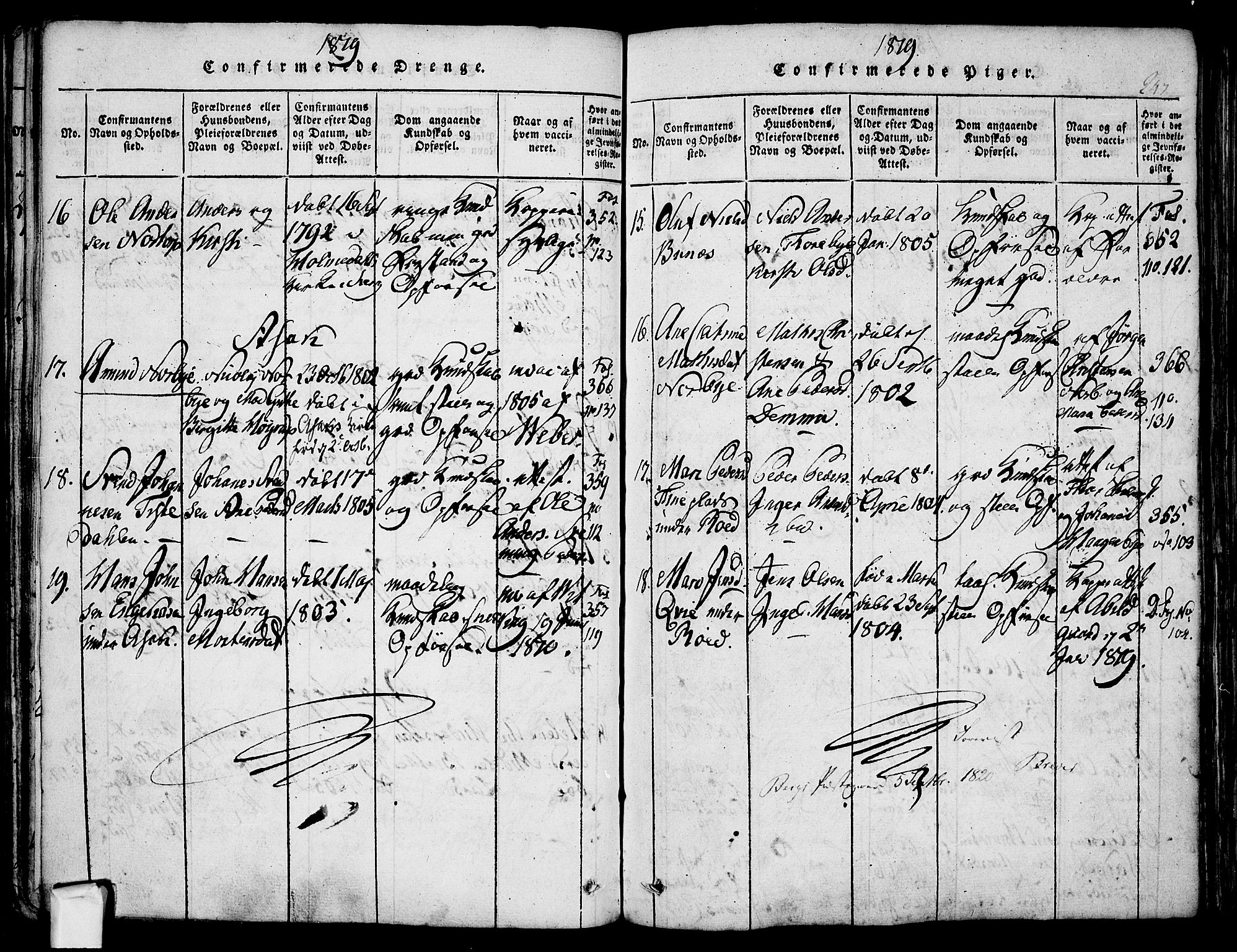 Berg prestekontor Kirkebøker, AV/SAO-A-10902/F/Fa/L0002: Parish register (official) no. I 2, 1815-1831, p. 247