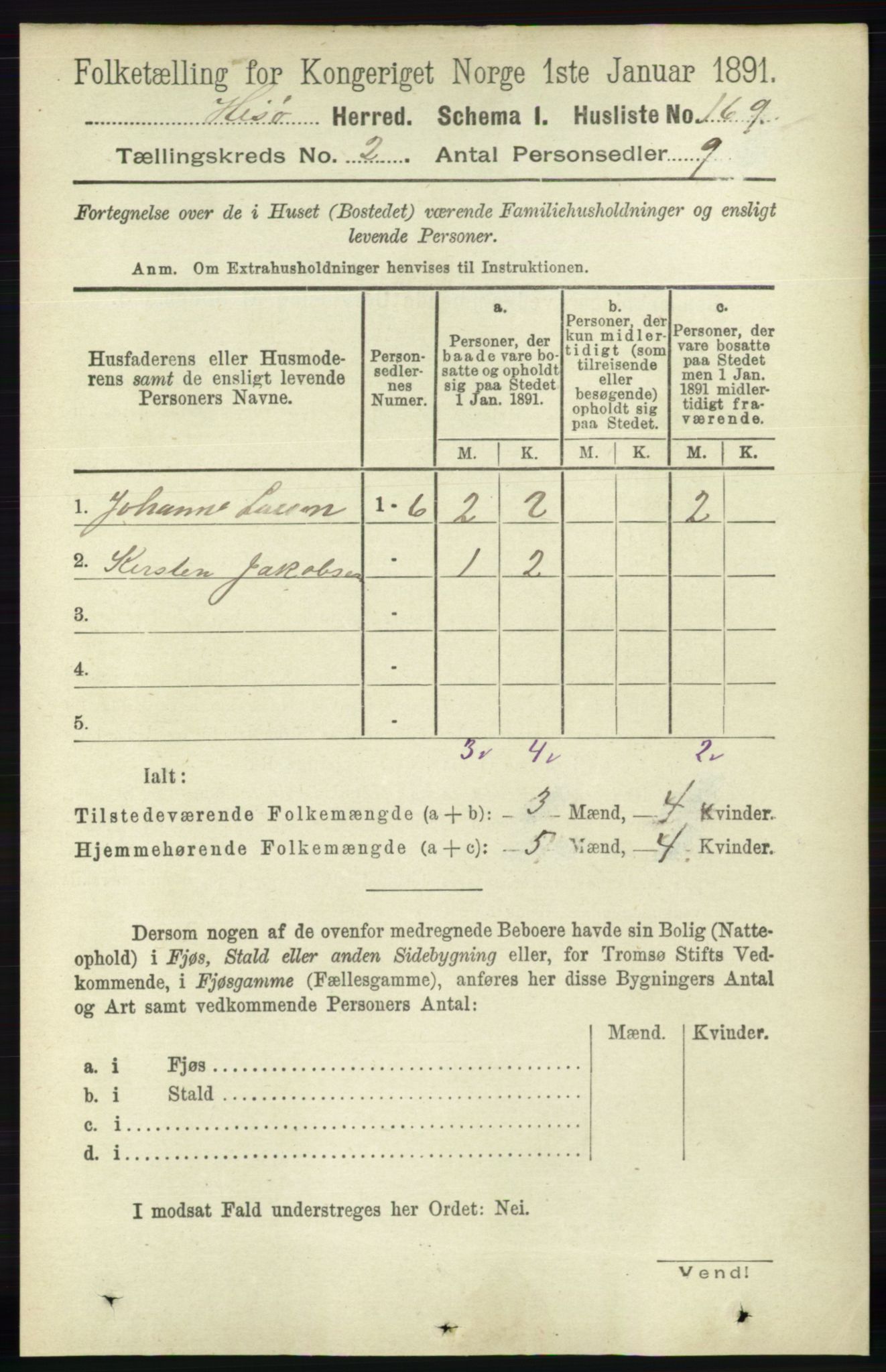 RA, 1891 census for 0922 Hisøy, 1891, p. 886