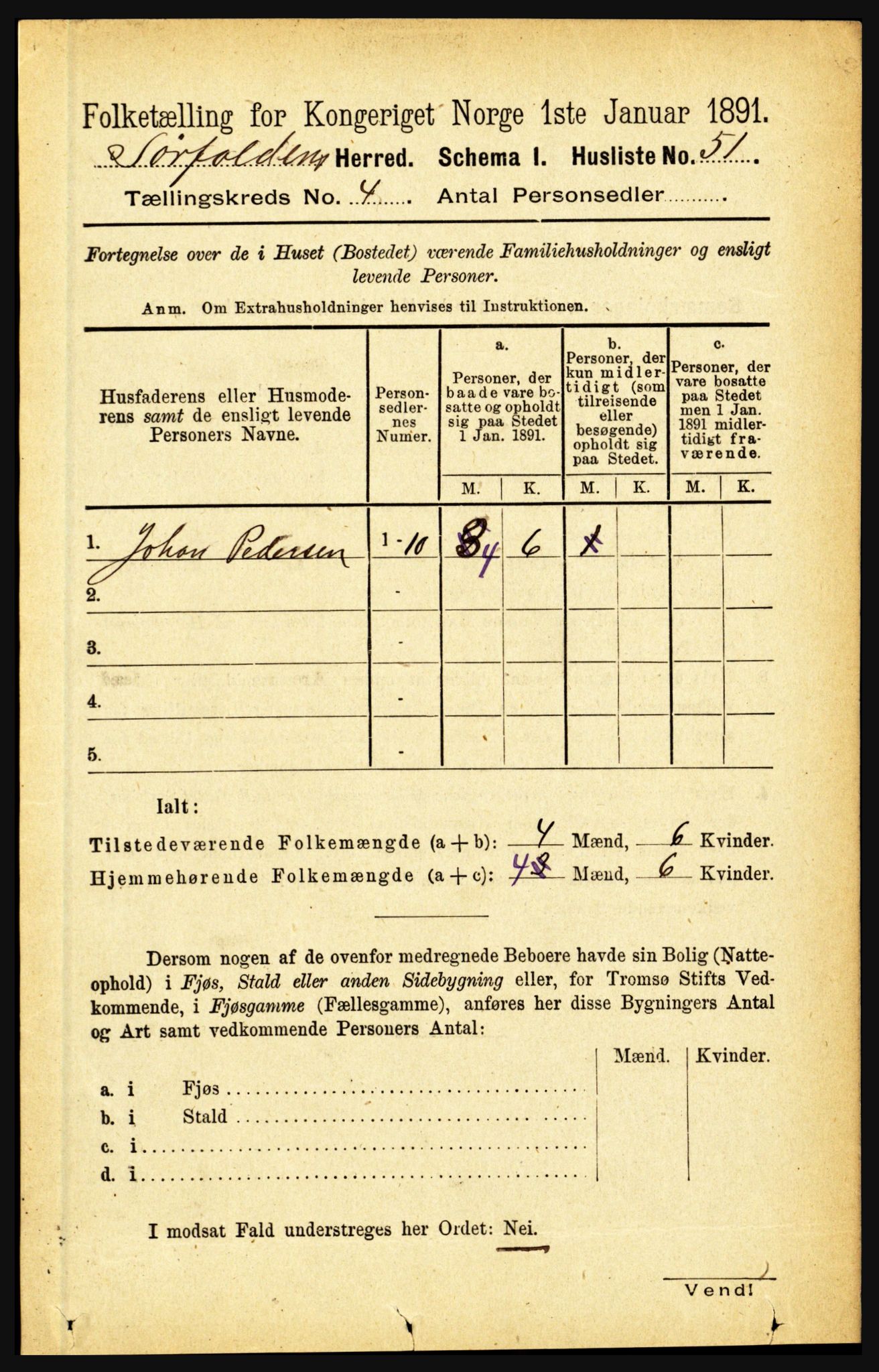 RA, 1891 census for 1845 Sørfold, 1891, p. 948