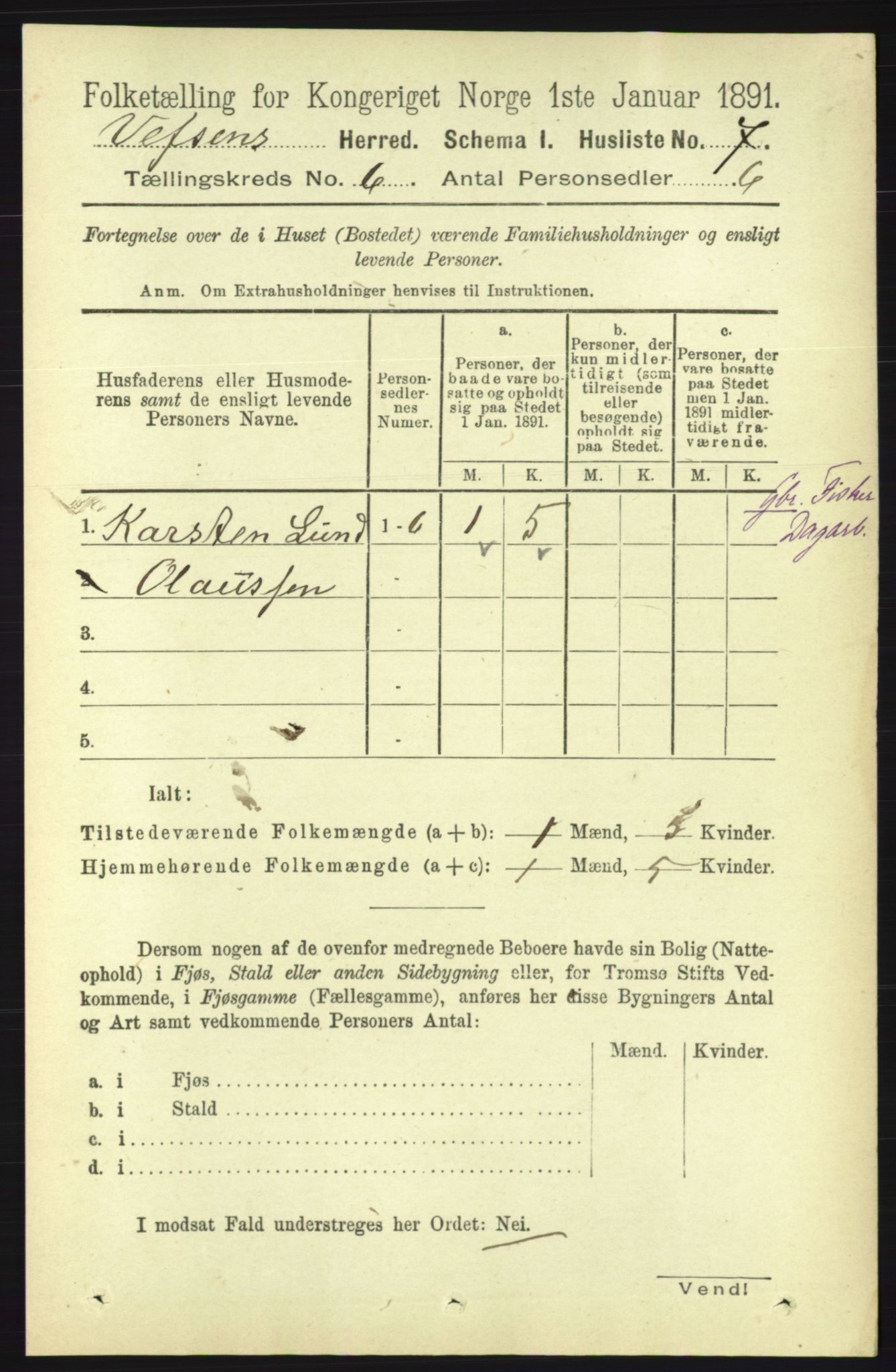 RA, 1891 census for 1824 Vefsn, 1891, p. 2672