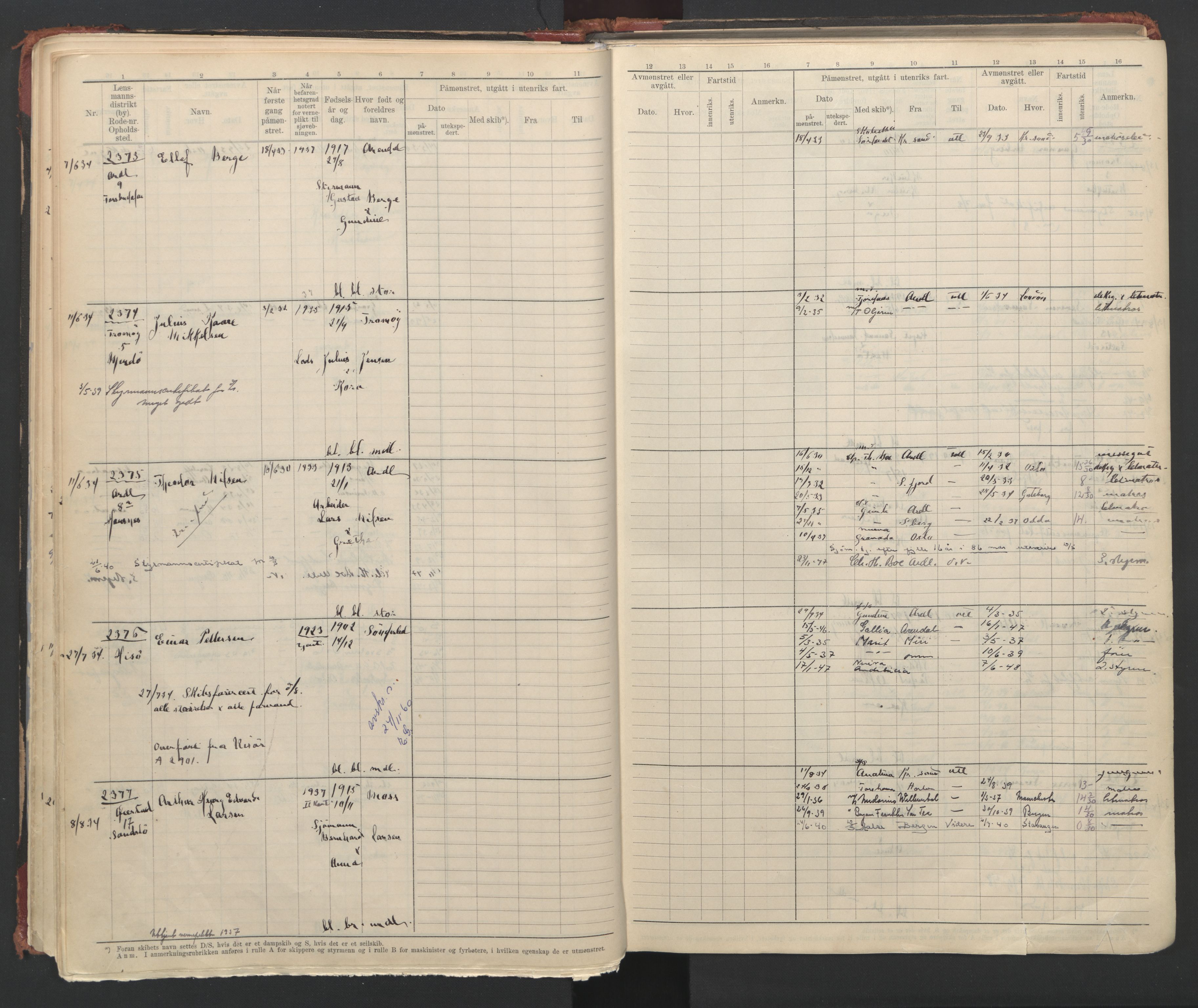 Arendal mønstringskrets, AV/SAK-2031-0012/F/Fb/L0023: Hovedrulle A nr 2243-2767, S-21, 1929-1949, p. 29