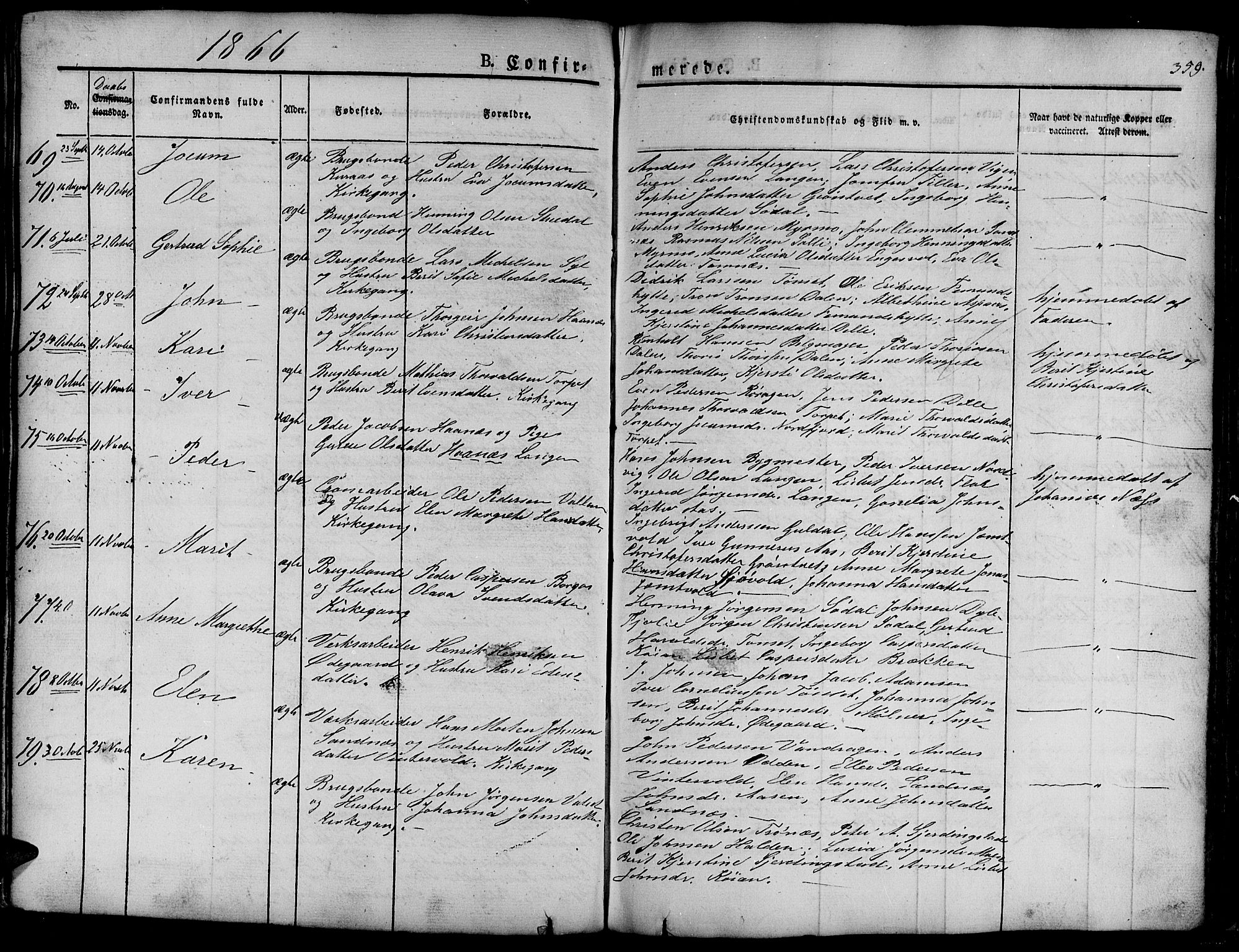 Ministerialprotokoller, klokkerbøker og fødselsregistre - Sør-Trøndelag, AV/SAT-A-1456/681/L0938: Parish register (copy) no. 681C02, 1829-1879, p. 359