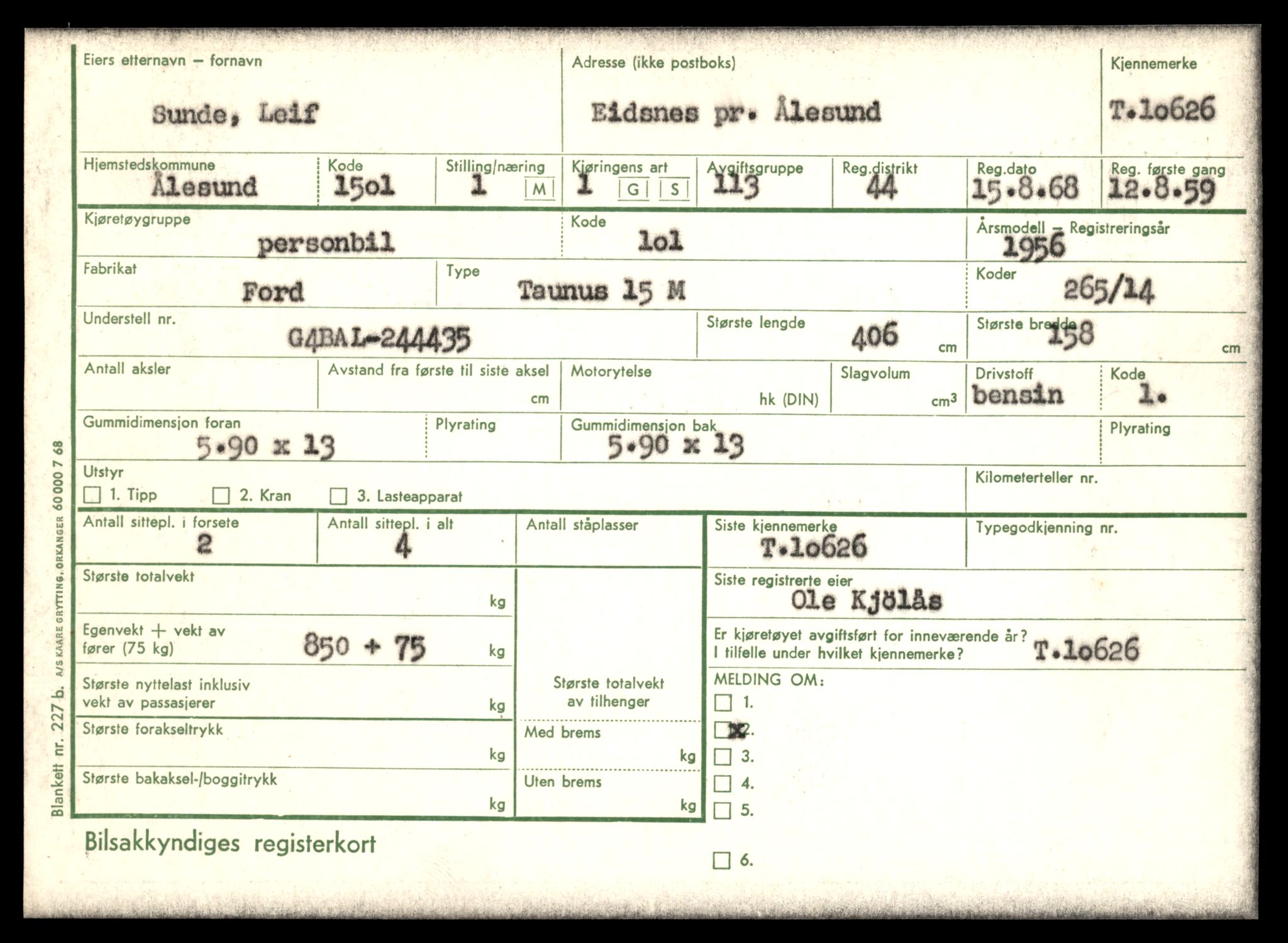 Møre og Romsdal vegkontor - Ålesund trafikkstasjon, AV/SAT-A-4099/F/Fe/L0022: Registreringskort for kjøretøy T 10584 - T 10694, 1927-1998, p. 1351