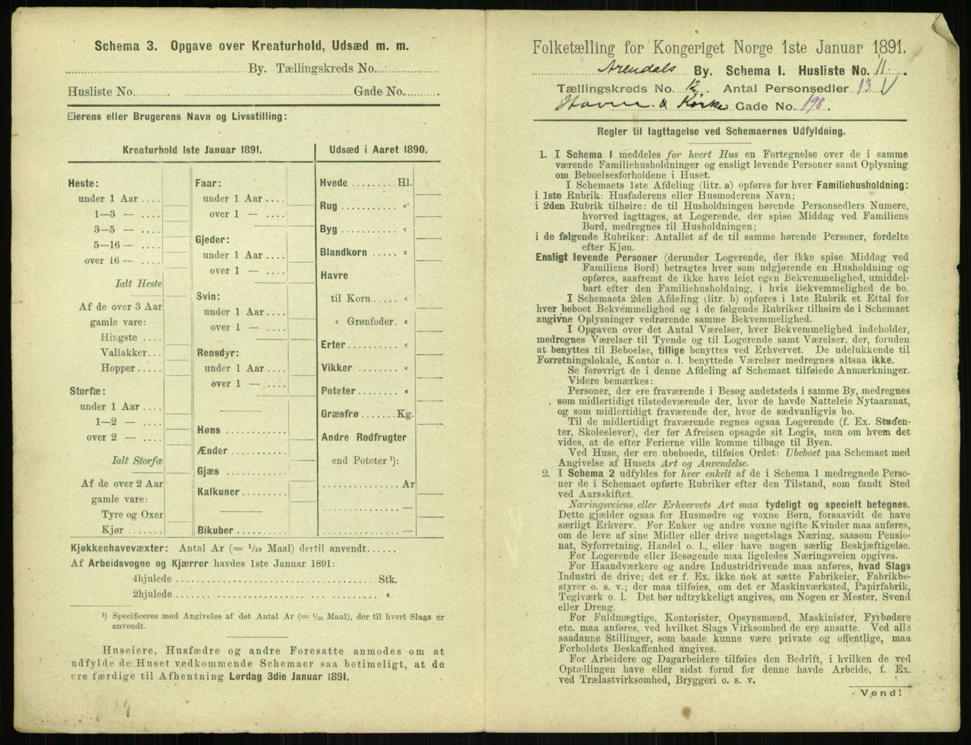 RA, 1891 census for 0903 Arendal, 1891, p. 658