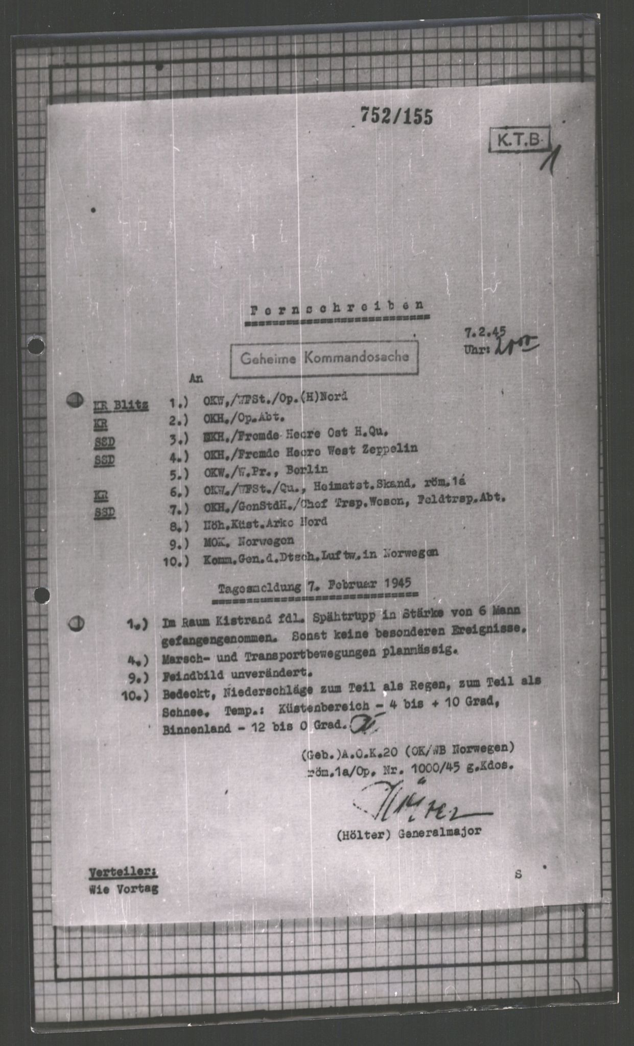 Forsvarets Overkommando. 2 kontor. Arkiv 11.4. Spredte tyske arkivsaker, AV/RA-RAFA-7031/D/Dar/Dara/L0002: Krigsdagbøker for 20. Gebirgs-Armee-Oberkommando (AOK 20), 1945, p. 677