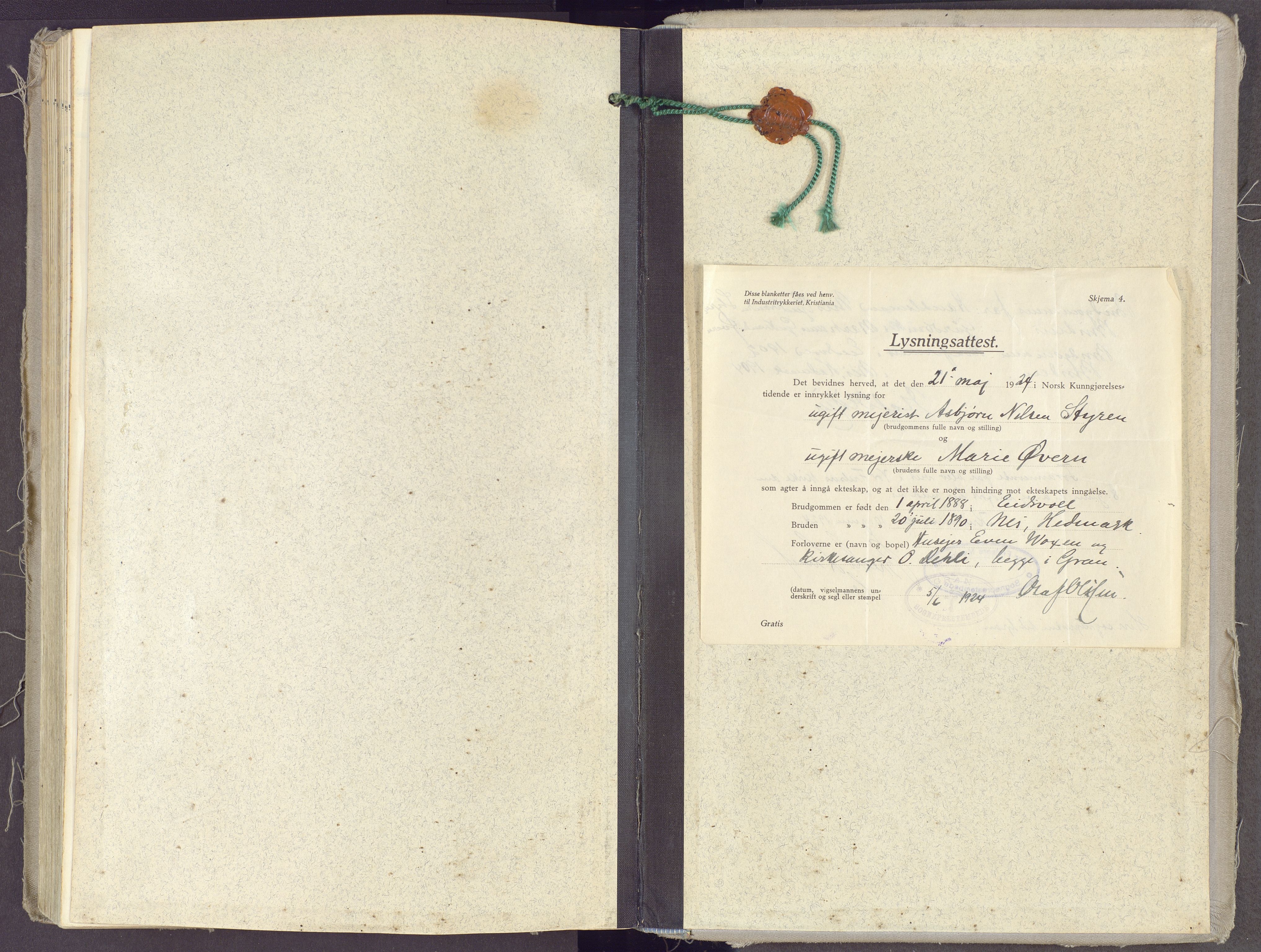 Gran prestekontor, SAH/PREST-112/H/Ha/Haa/L0023: Parish register (official) no. 23, 1919-1938